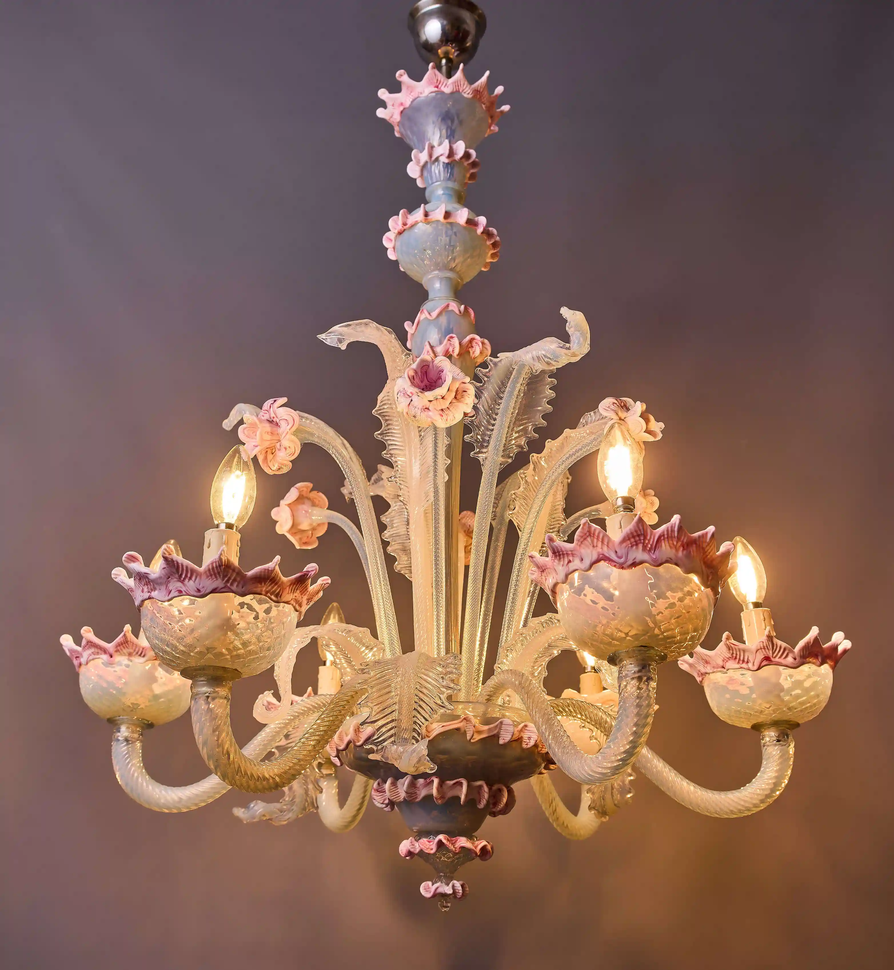 Šestiramenný benátský lustr Murano