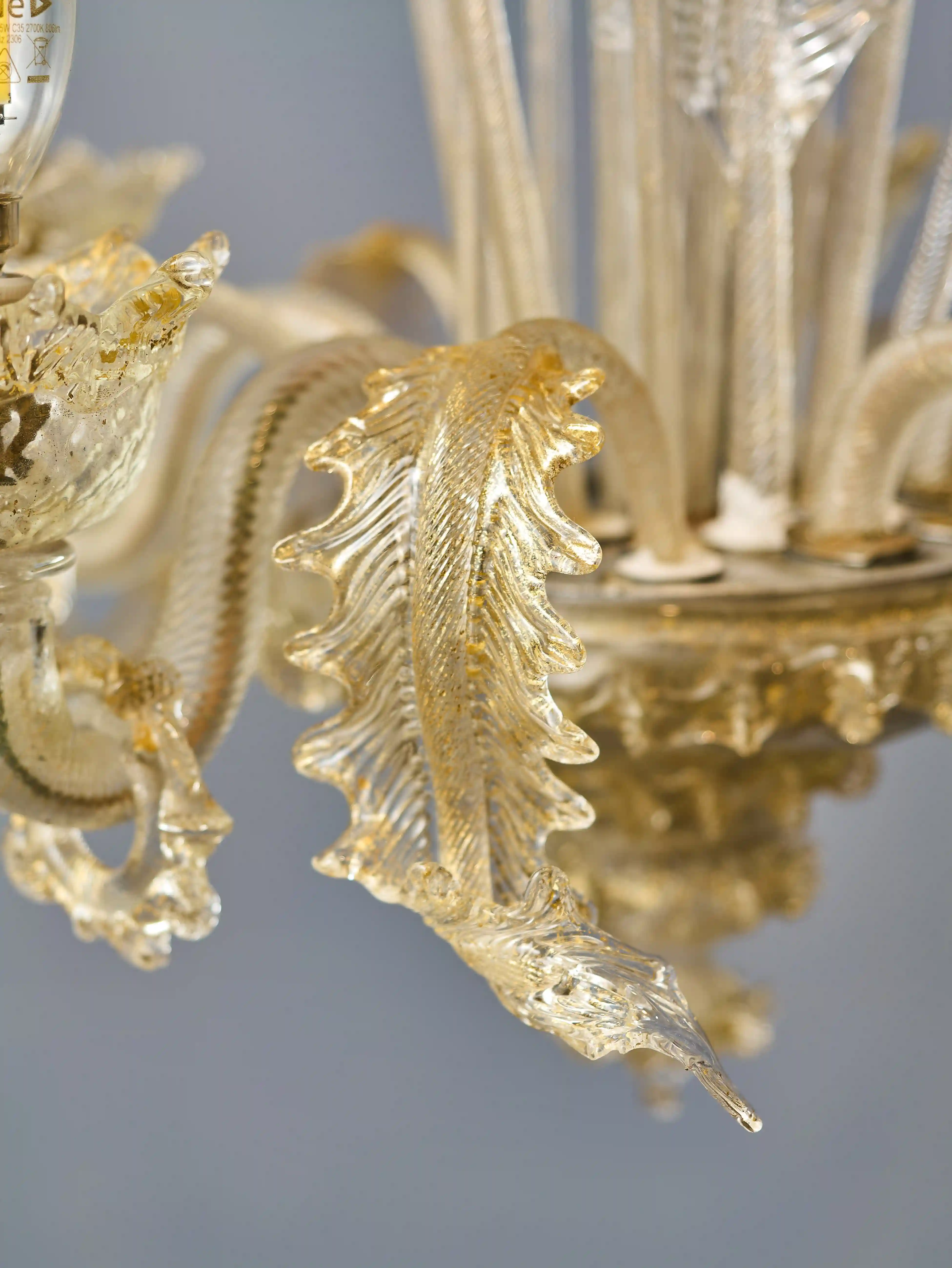 Benátský pětiramenný skleněný lustr Murano