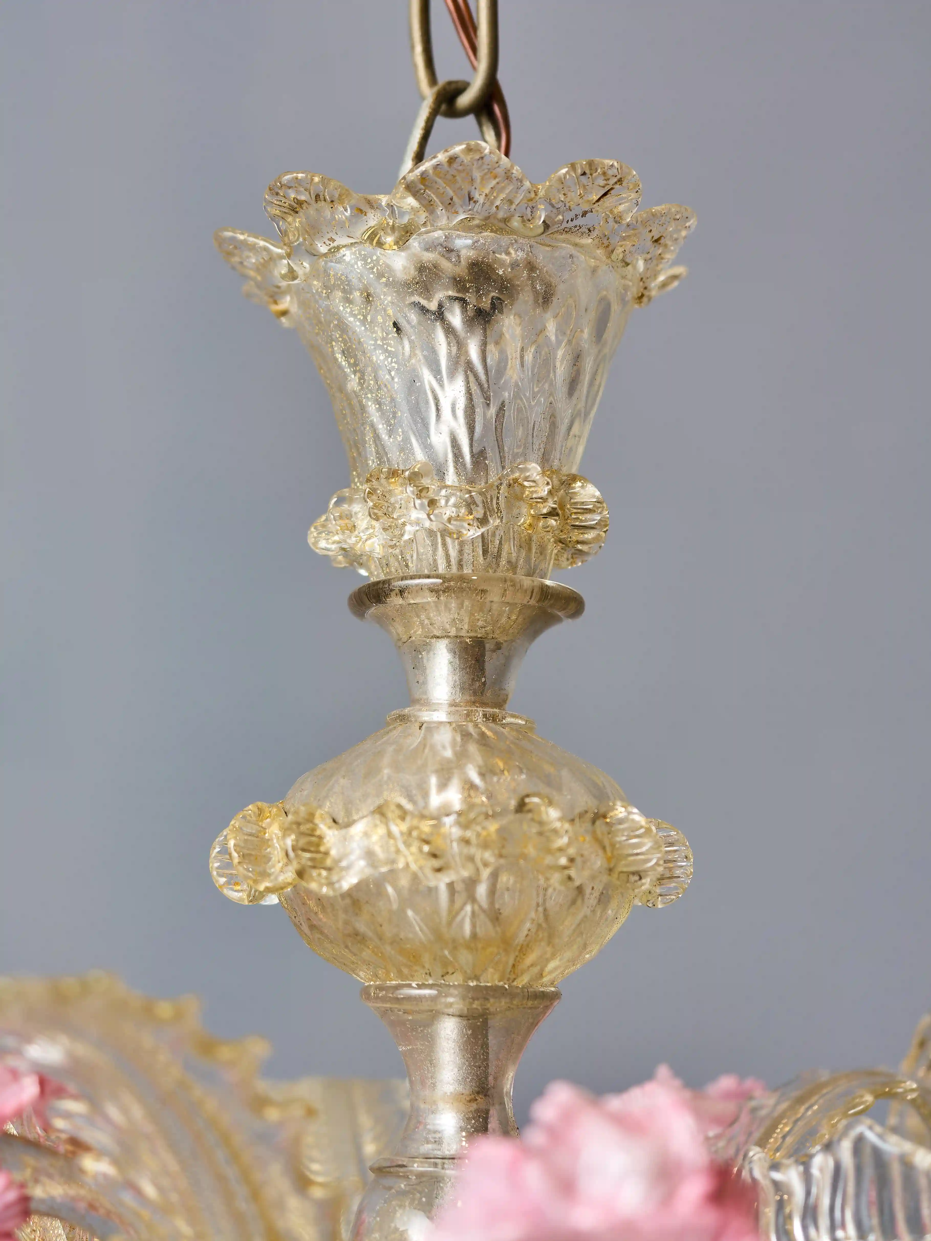 Benátský pětiramenný skleněný lustr Murano