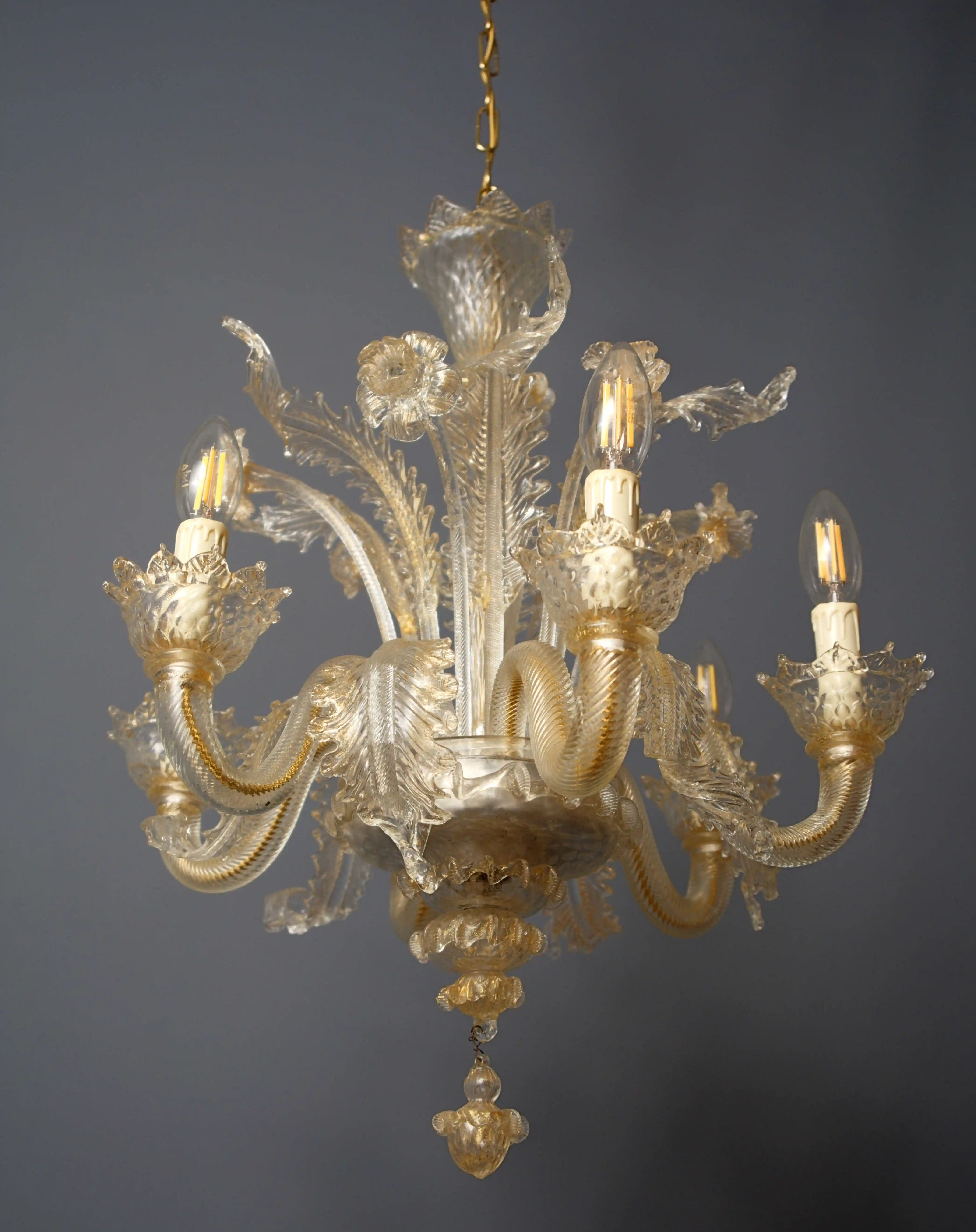 Malý šestiramenný benátský lustr - výška 58 cm