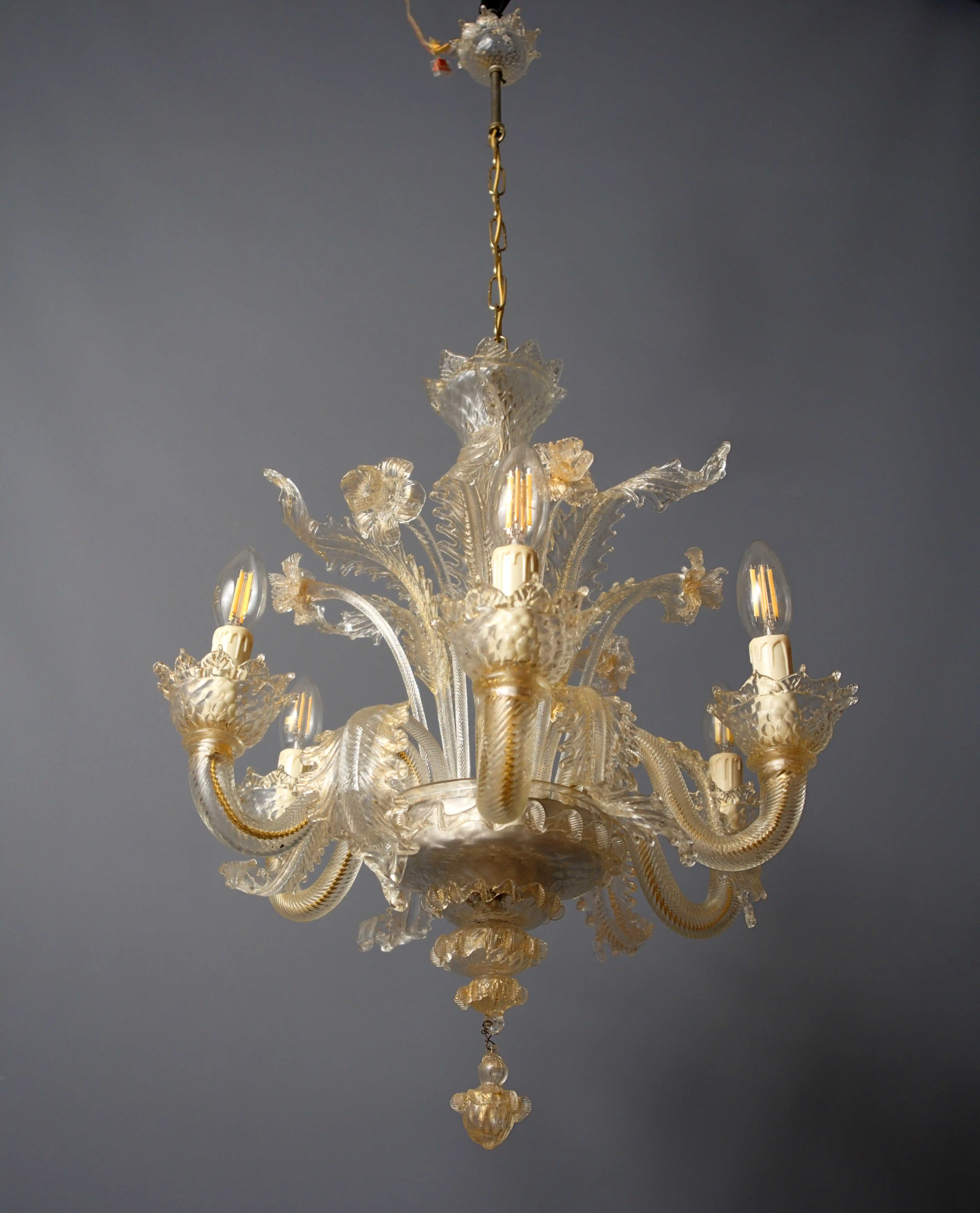 Malý šestiramenný benátský lustr - výška 58 cm