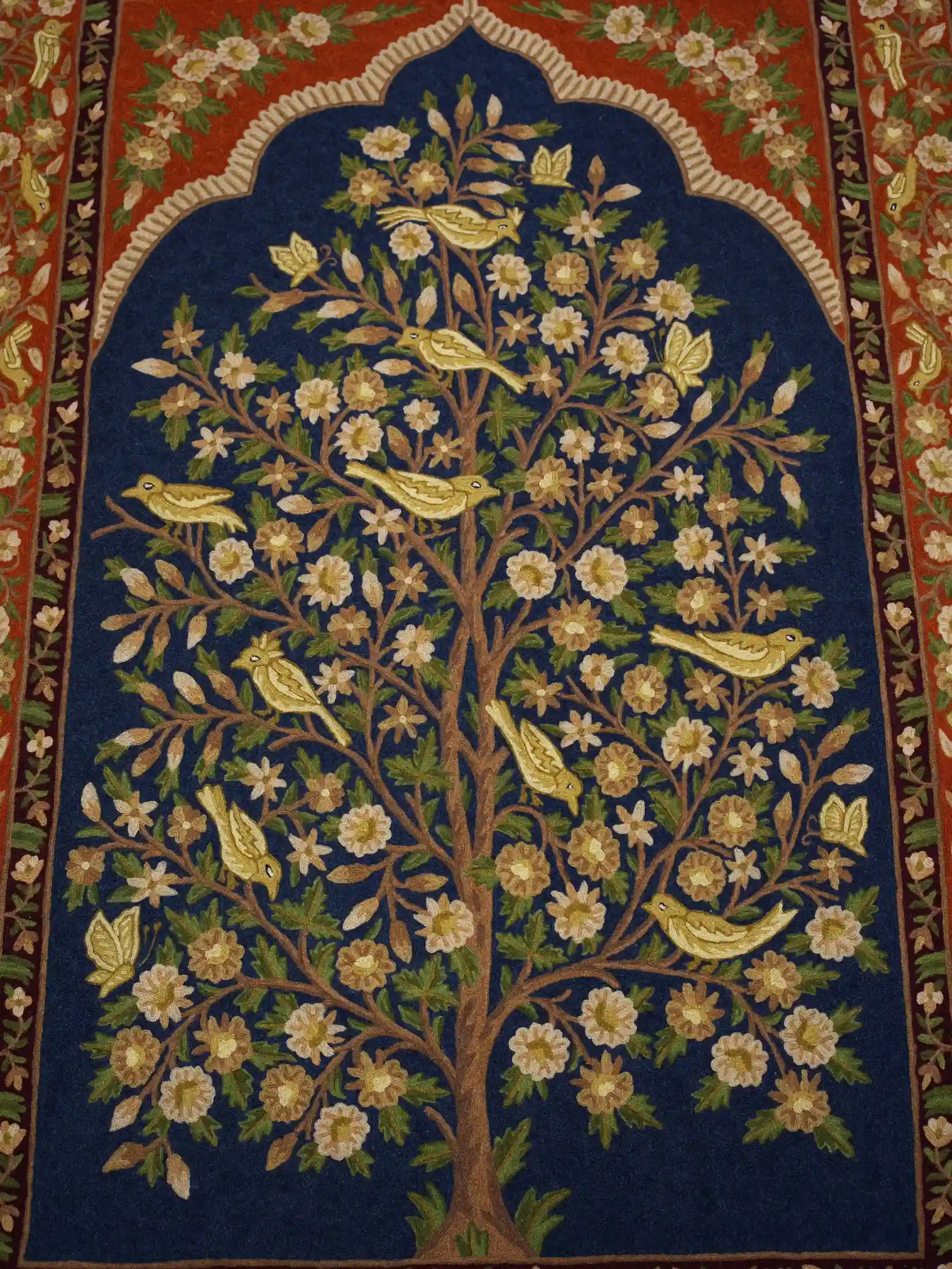 Ručně tkaný nástěnný koberec – tapiserie „Strom života s ptáky“