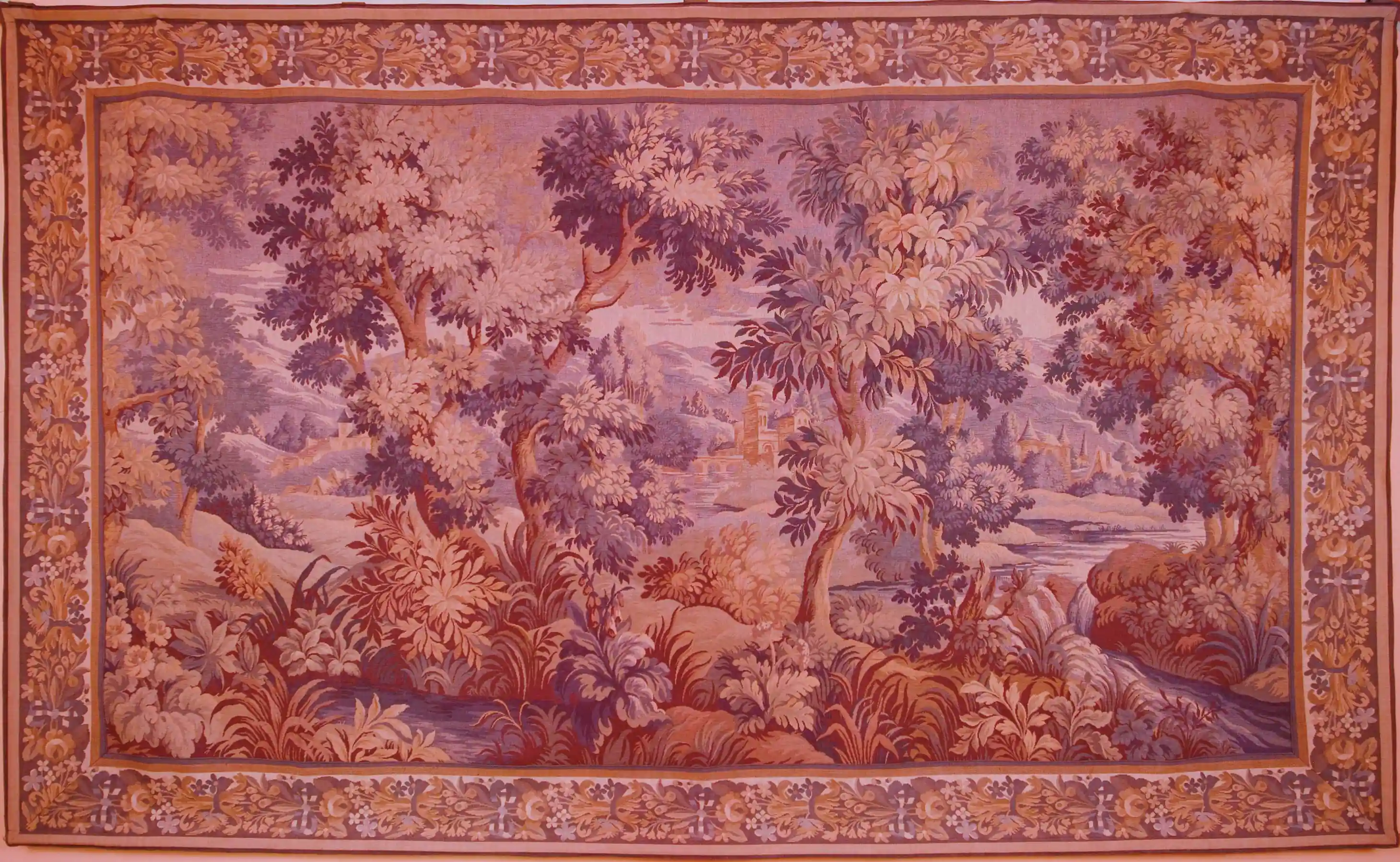 Gobelín / tapiserie s krajinou a architekturou 130x 214 cm