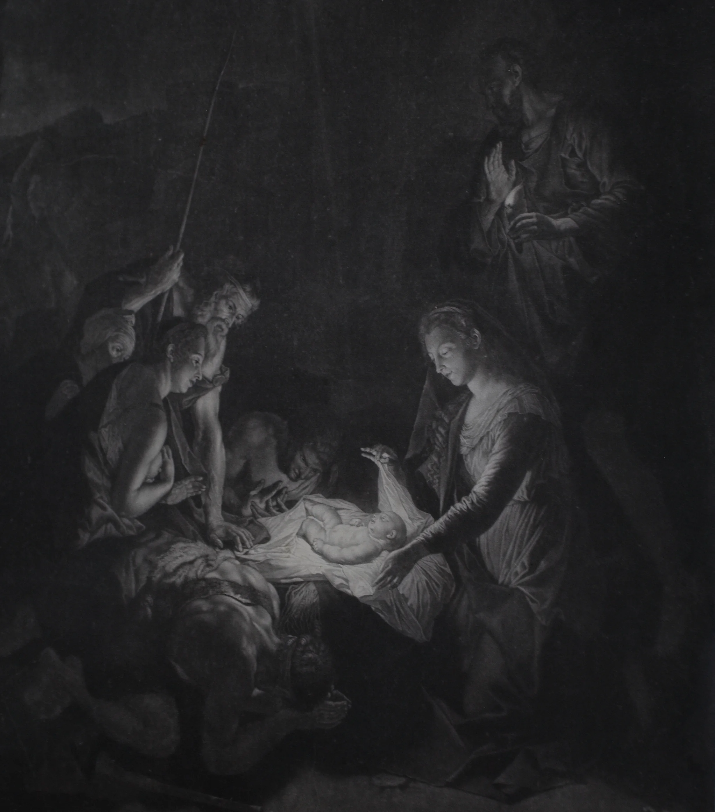 Johann Elias Haid podle Adriaena van der Werffa – Narození Krista, mezzotinta, kolem roku 1770