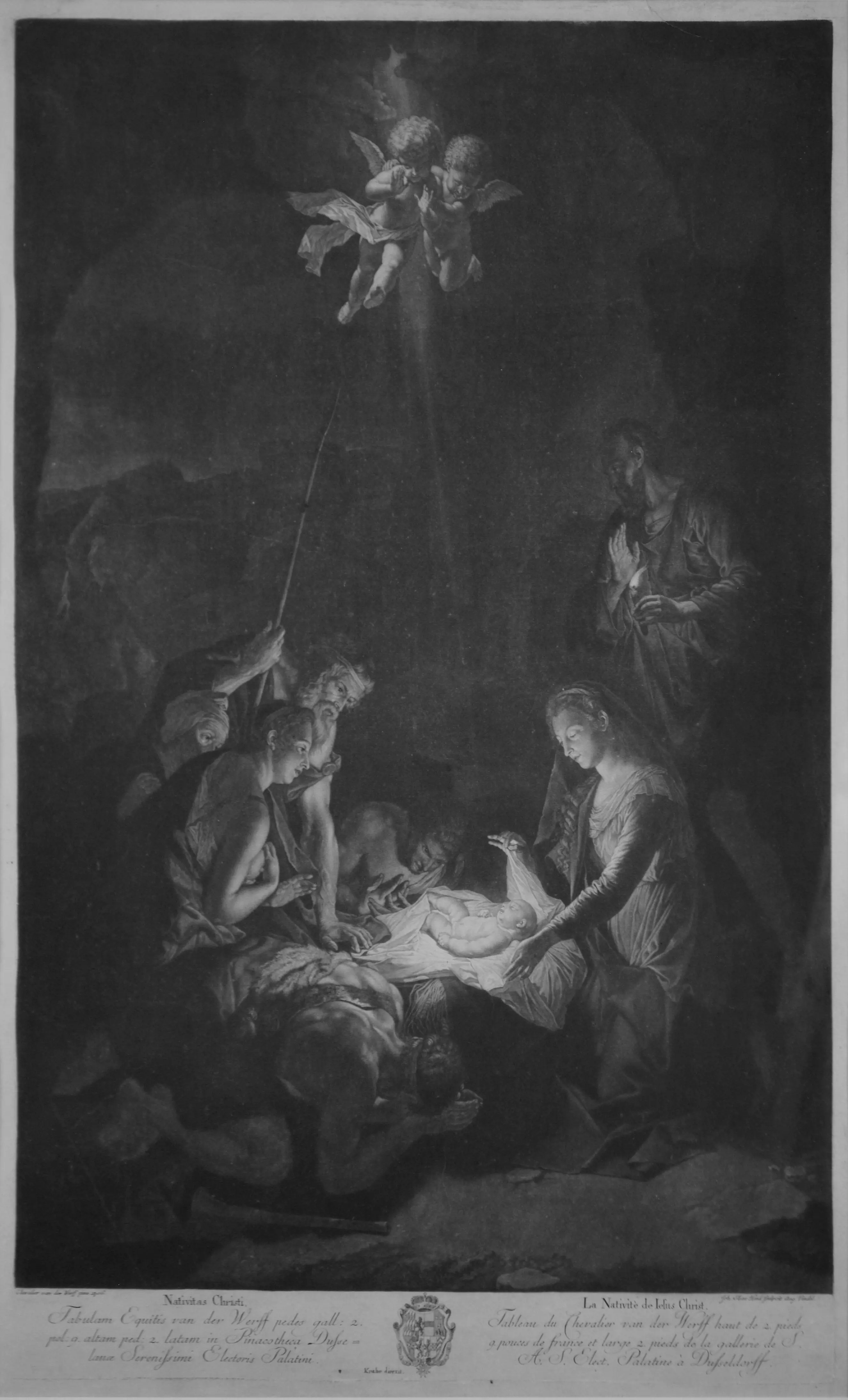 Johann Elias Haid podle Adriaena van der Werffa – Narození Krista, mezzotinta, kolem roku 1770