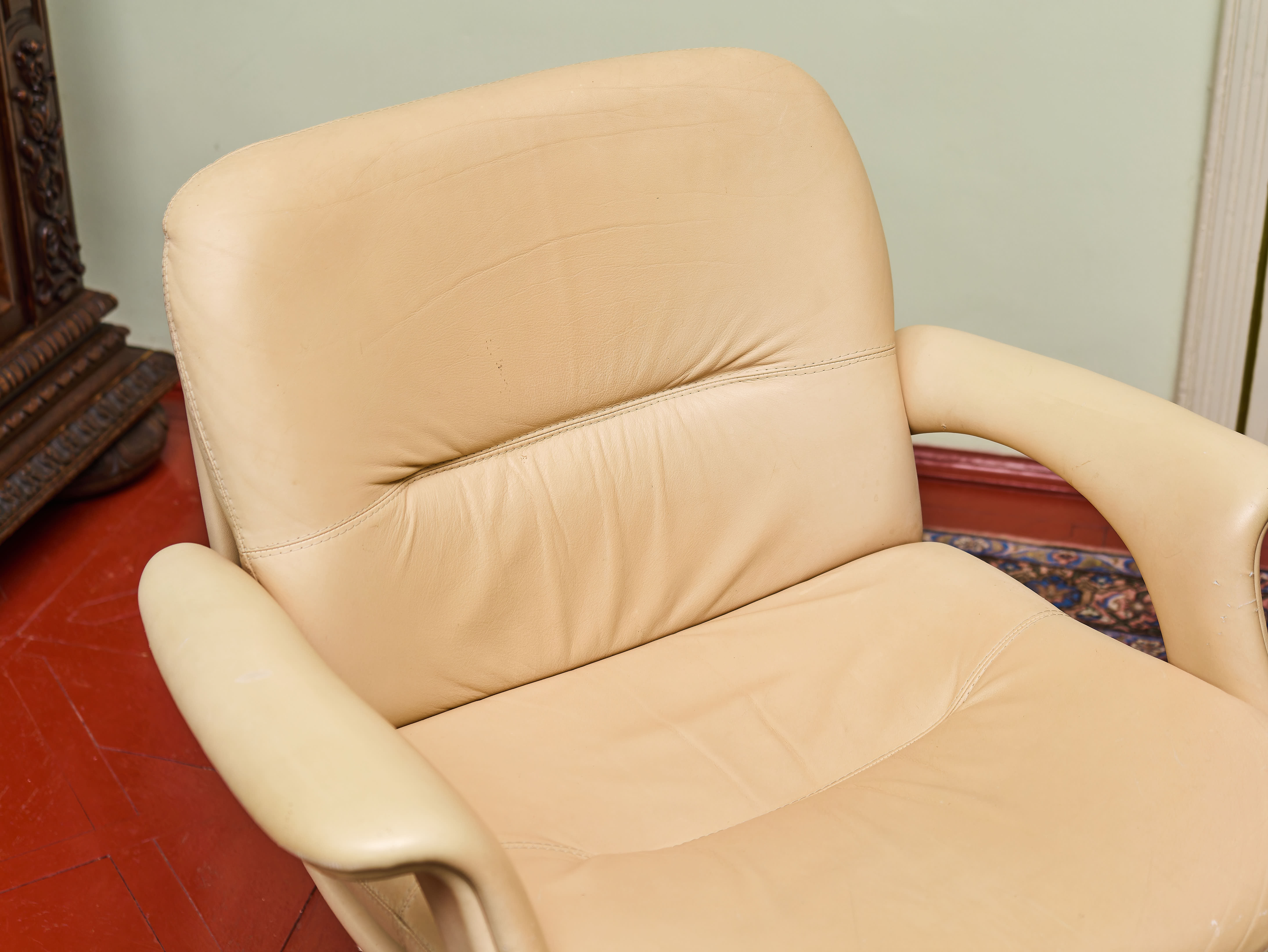 Designové kancelářské křeslo, přírodní kůže