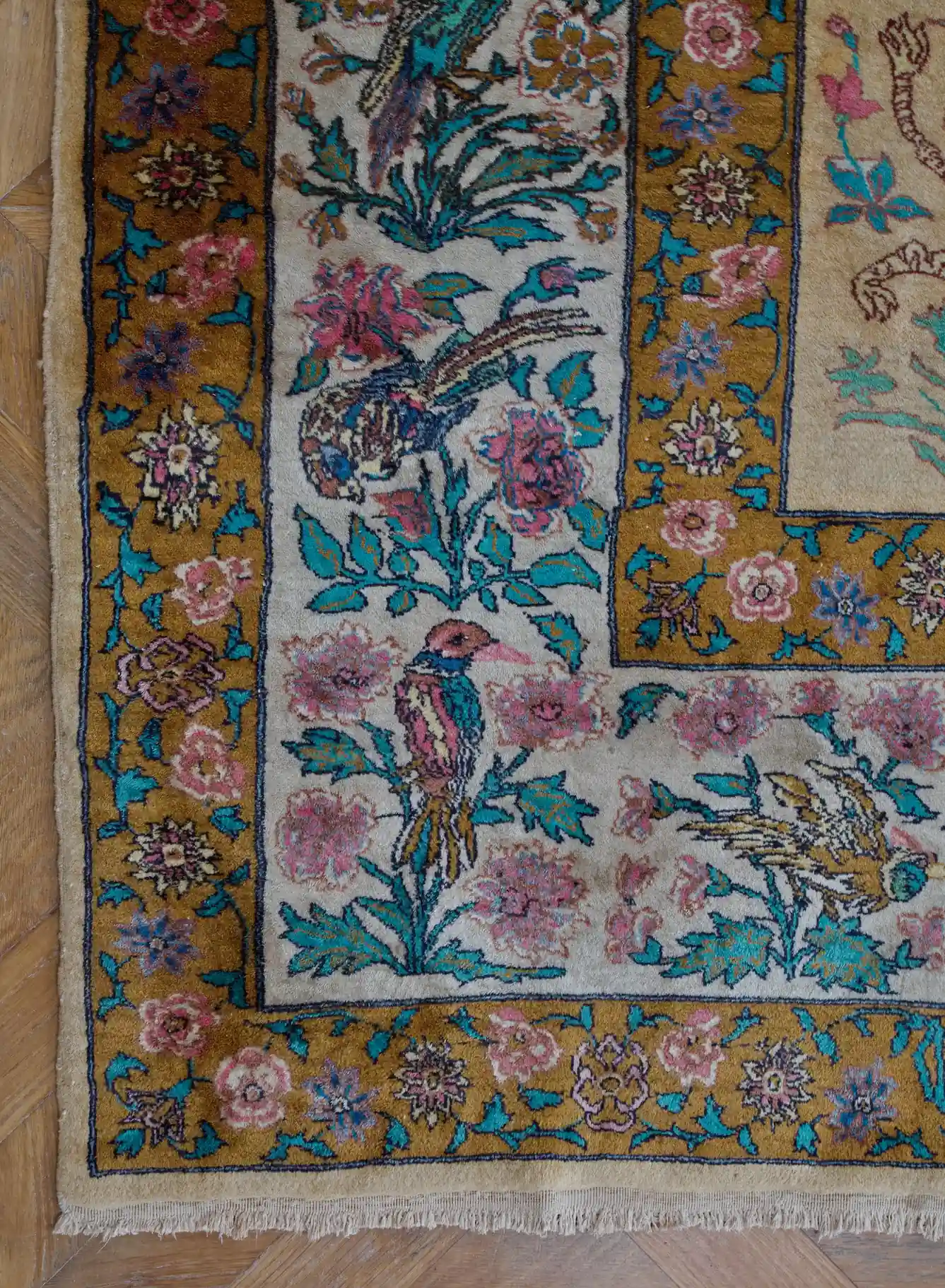 Perský lovecký koberec Tabriz – ručně vázaný, 281 × 185 cm