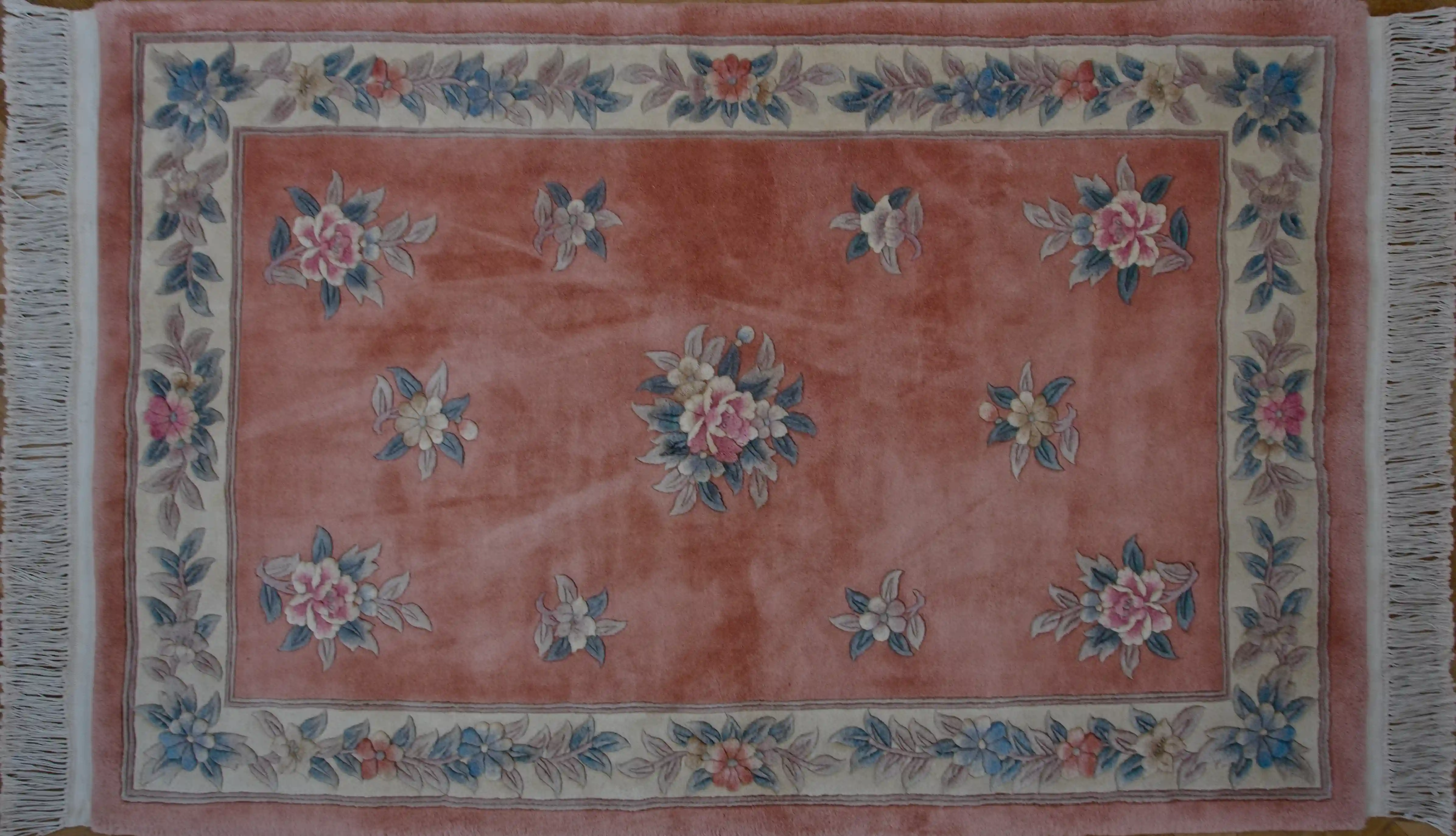 Pekingský růžový vlněný koberec 213 X 121 cm