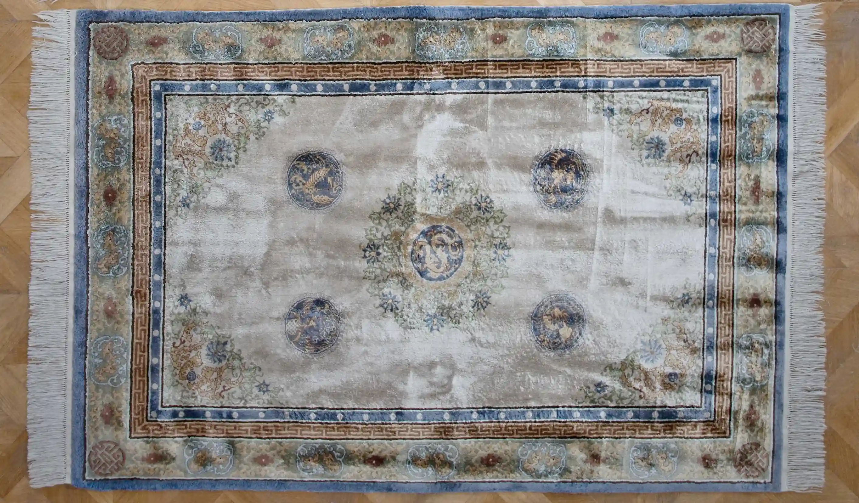 Celohedvábné párové čínské koberce 210 X 121 cm