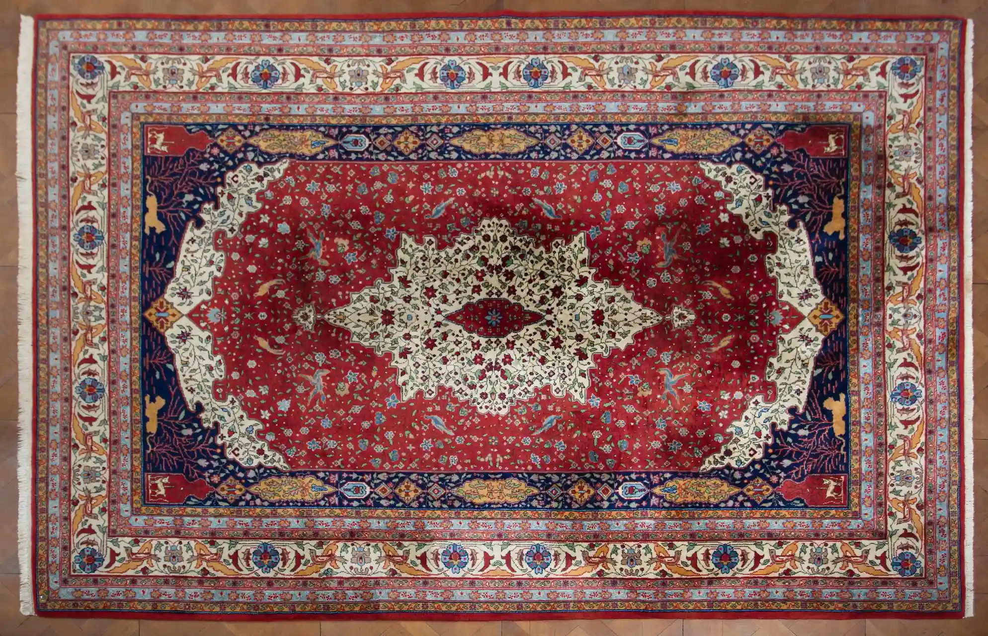 Ručně vázaný orientální koberec s ptáky 361 X 268 cm