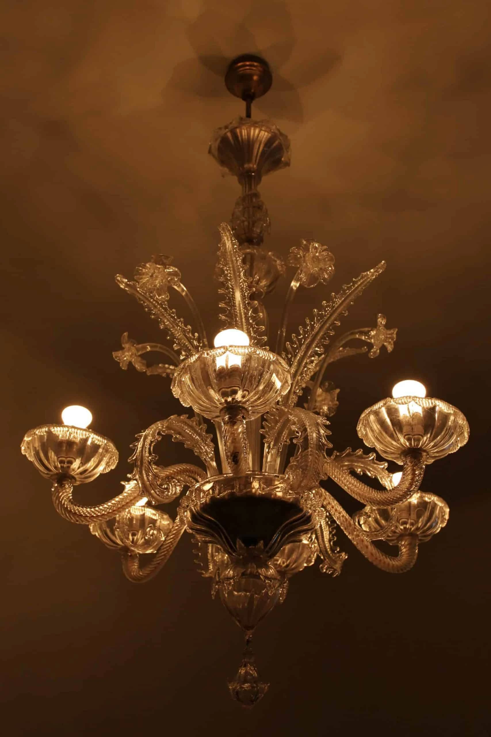 Šestiramenný benátský lustr – Murano