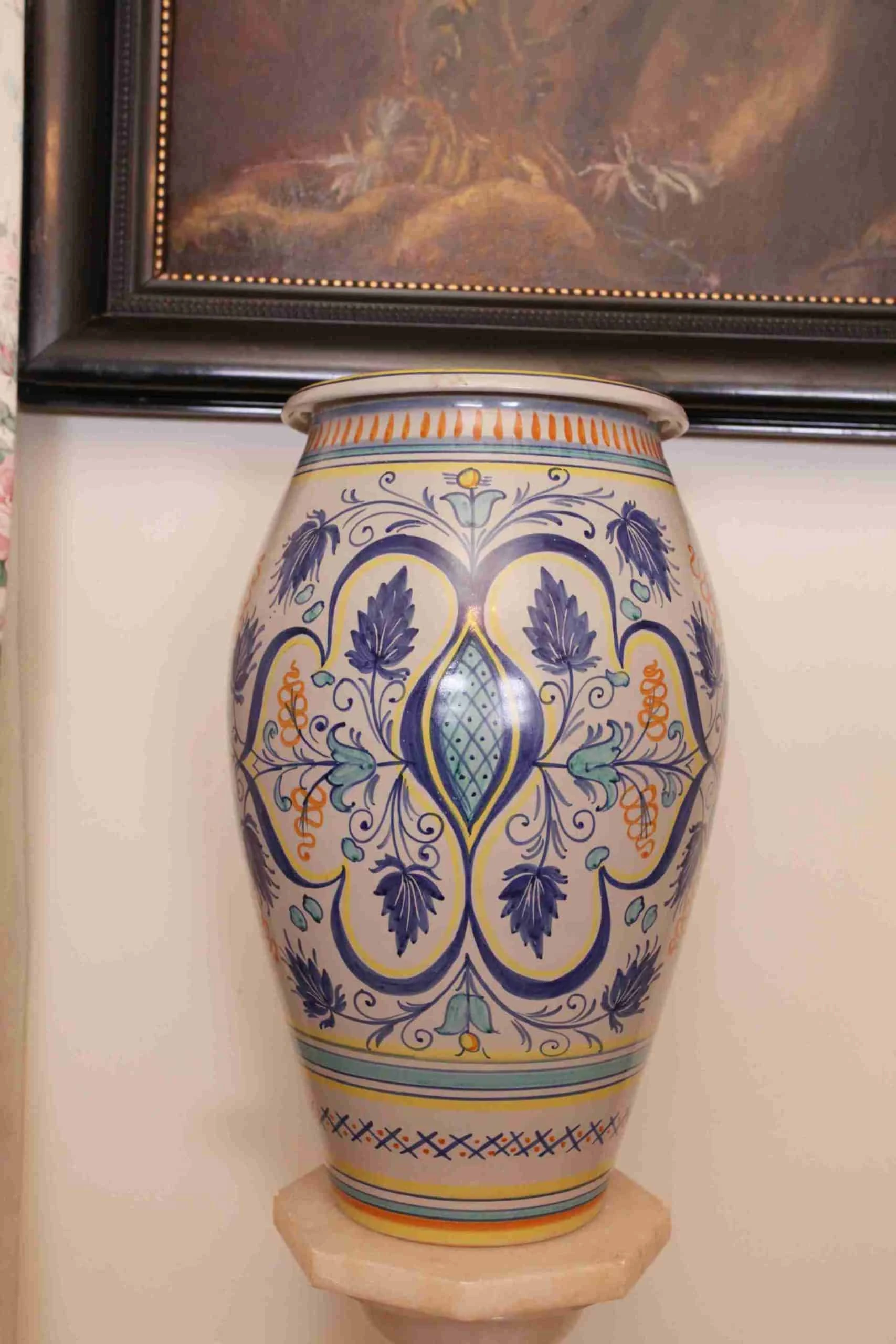 Velká váza Deruta. Značená. Ruční malba. Výška 45 cm