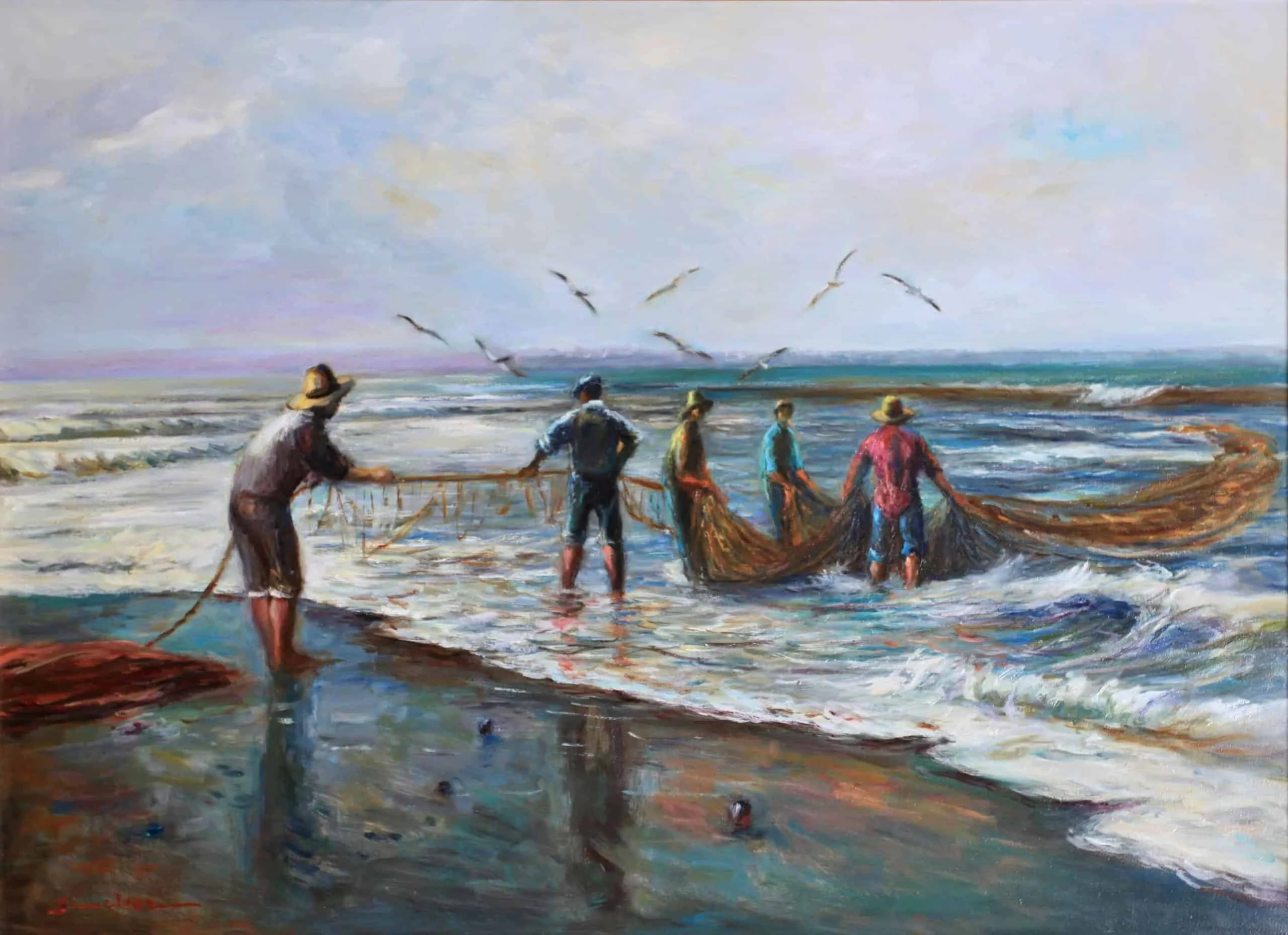 Sanchez. Rybáři. Olej na plátně.