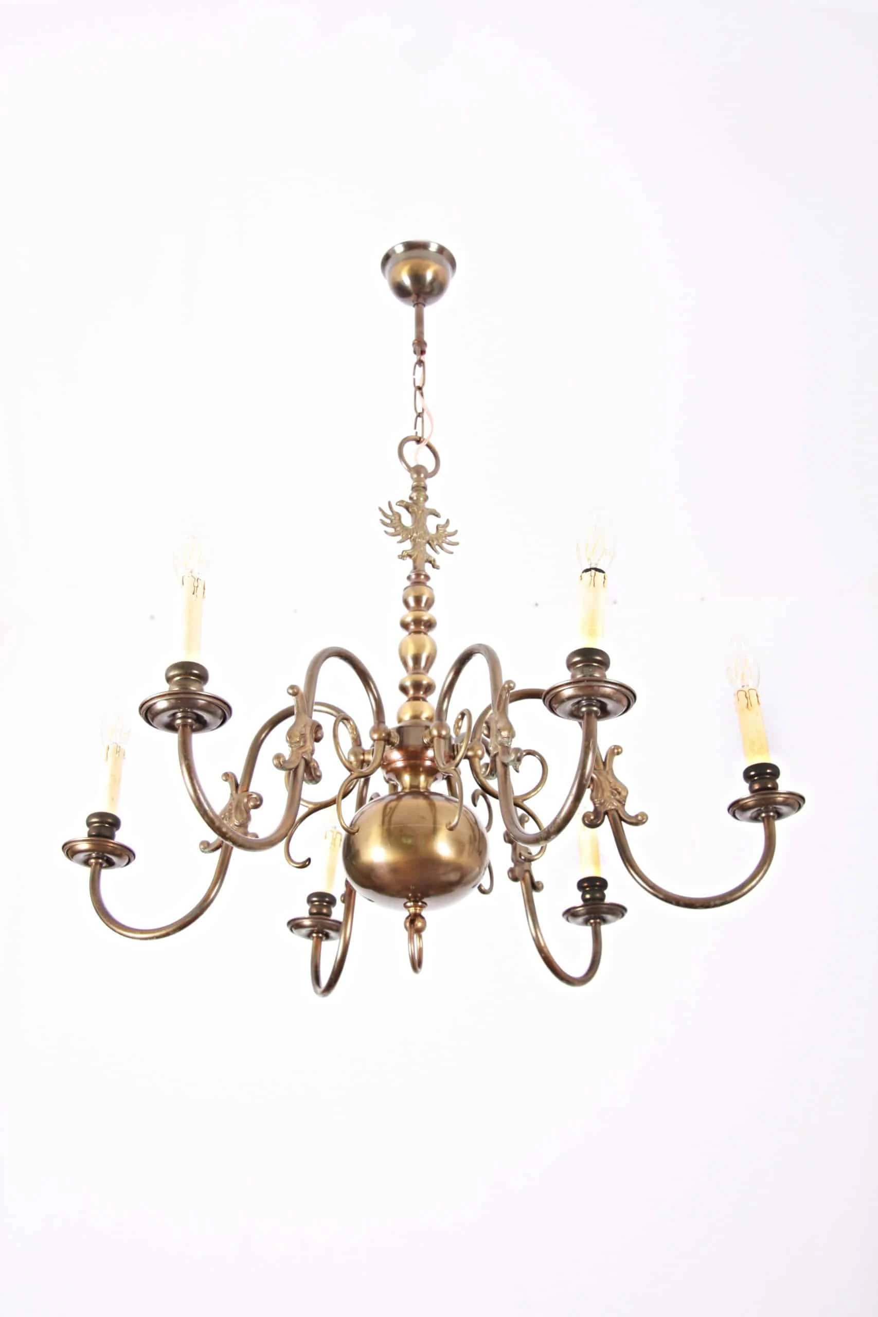 Šestiramenný vlámský lustr s rybami