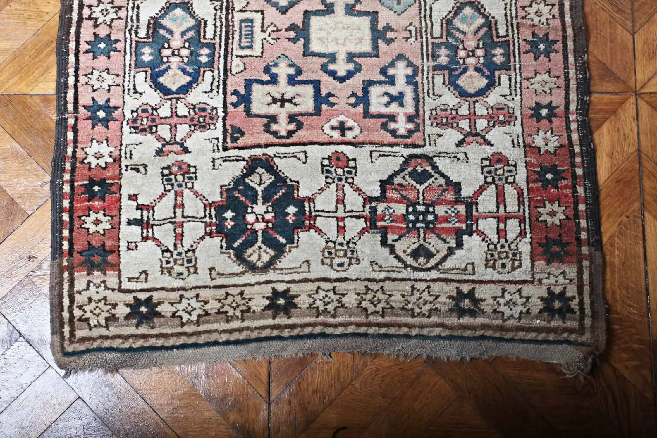 Starožitný kavkazský běhoun Kazak 346 X 102 cm