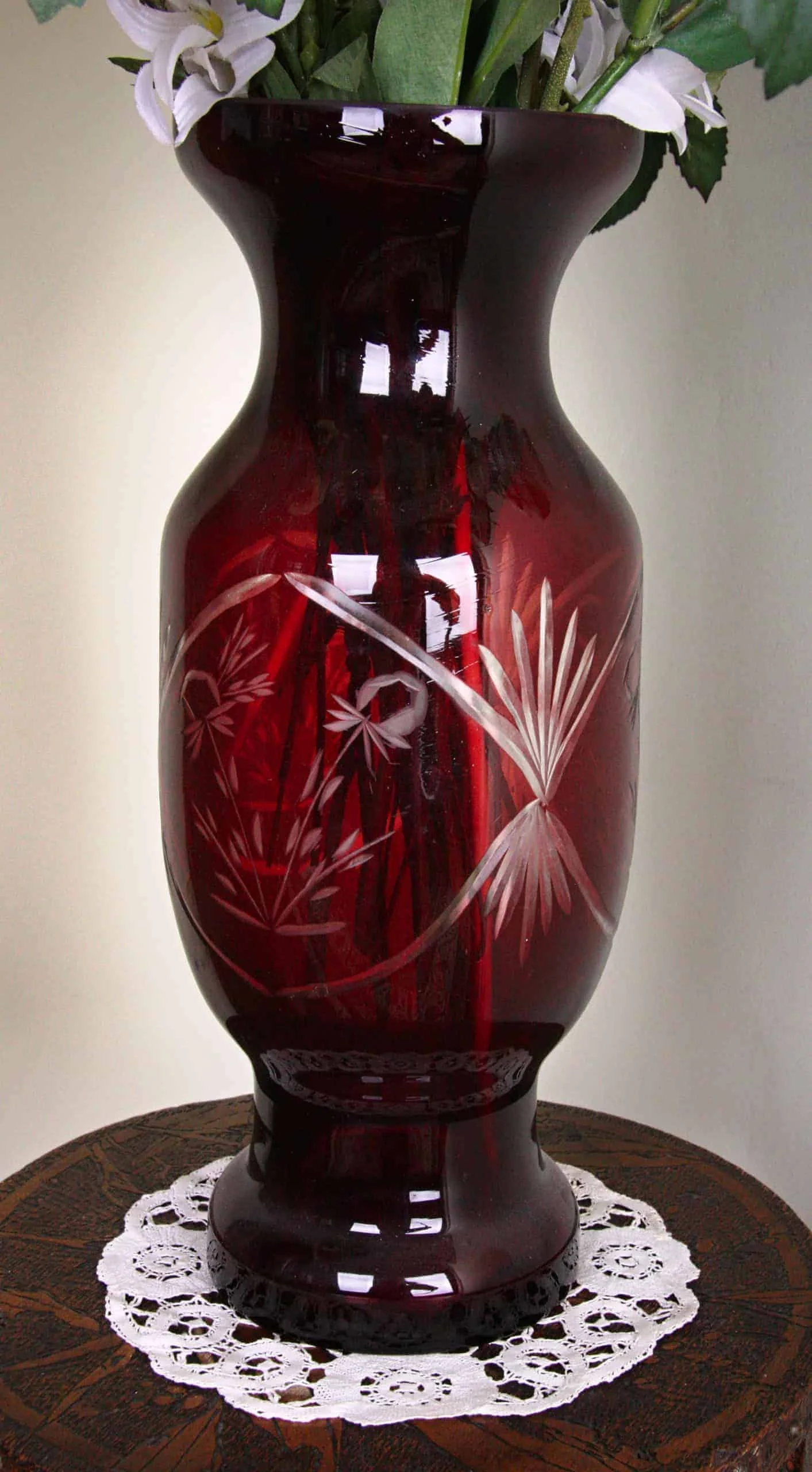 Broušená váza z přejímaného křišťálu výška 32 cm