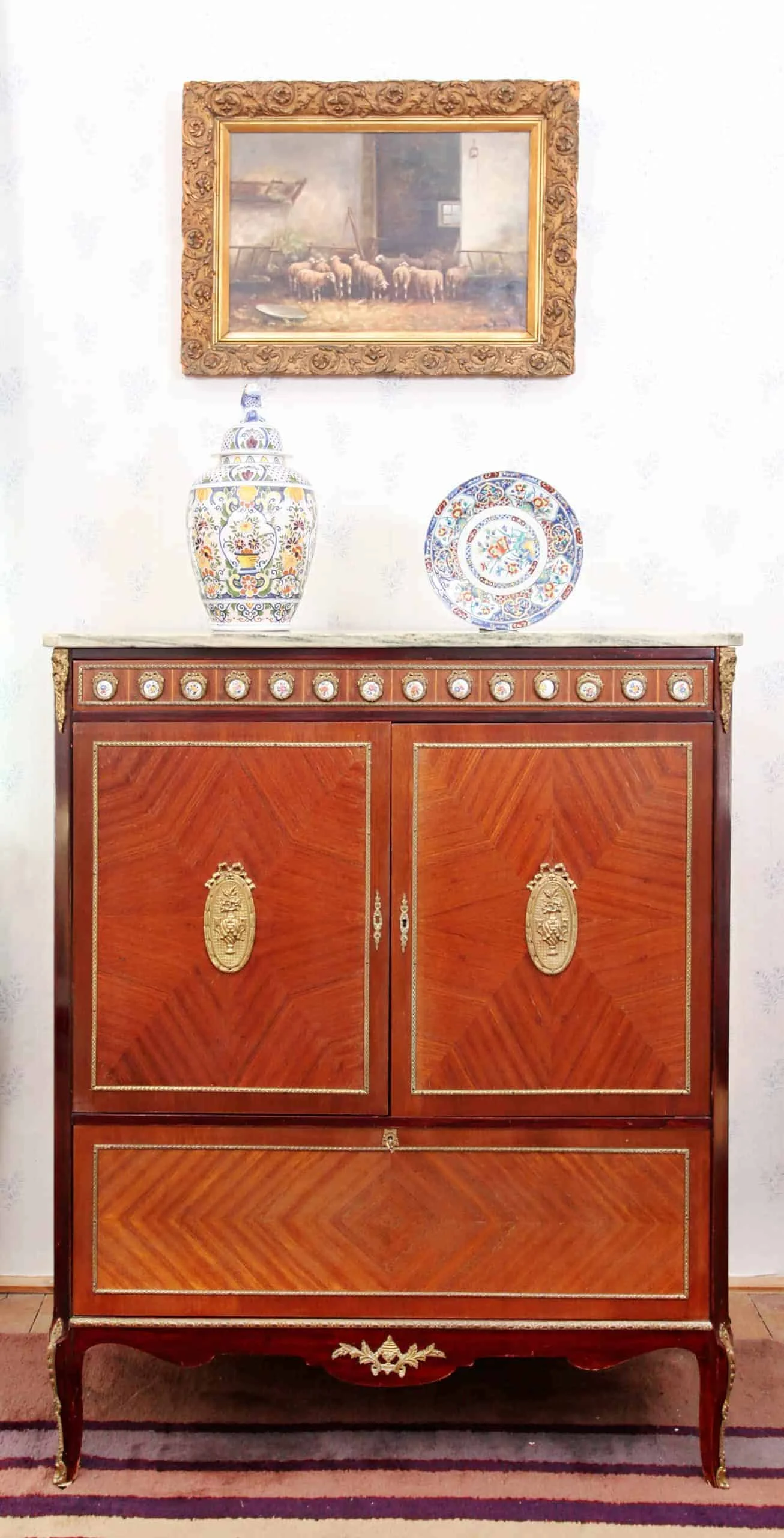 Ovce ve stáji. 19. stol. Olej. 77 X 56 cm