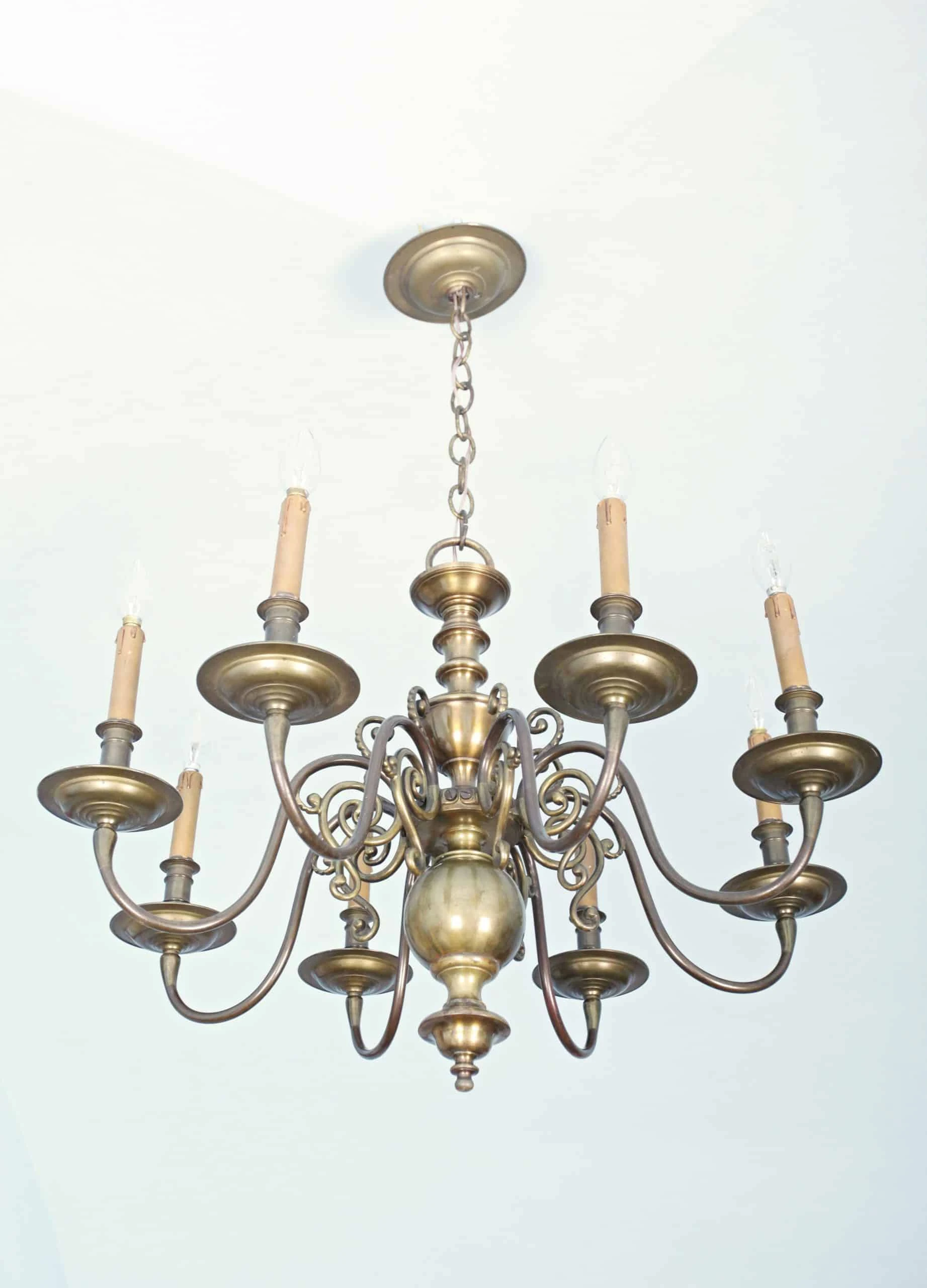 Starožitný holandský lustr z bronzu