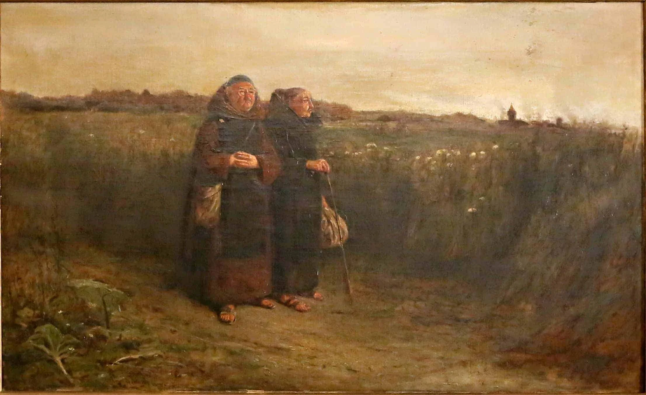 Mniši na procházce. Olej 87 X 122,5 cm. Robert P. Atkinson