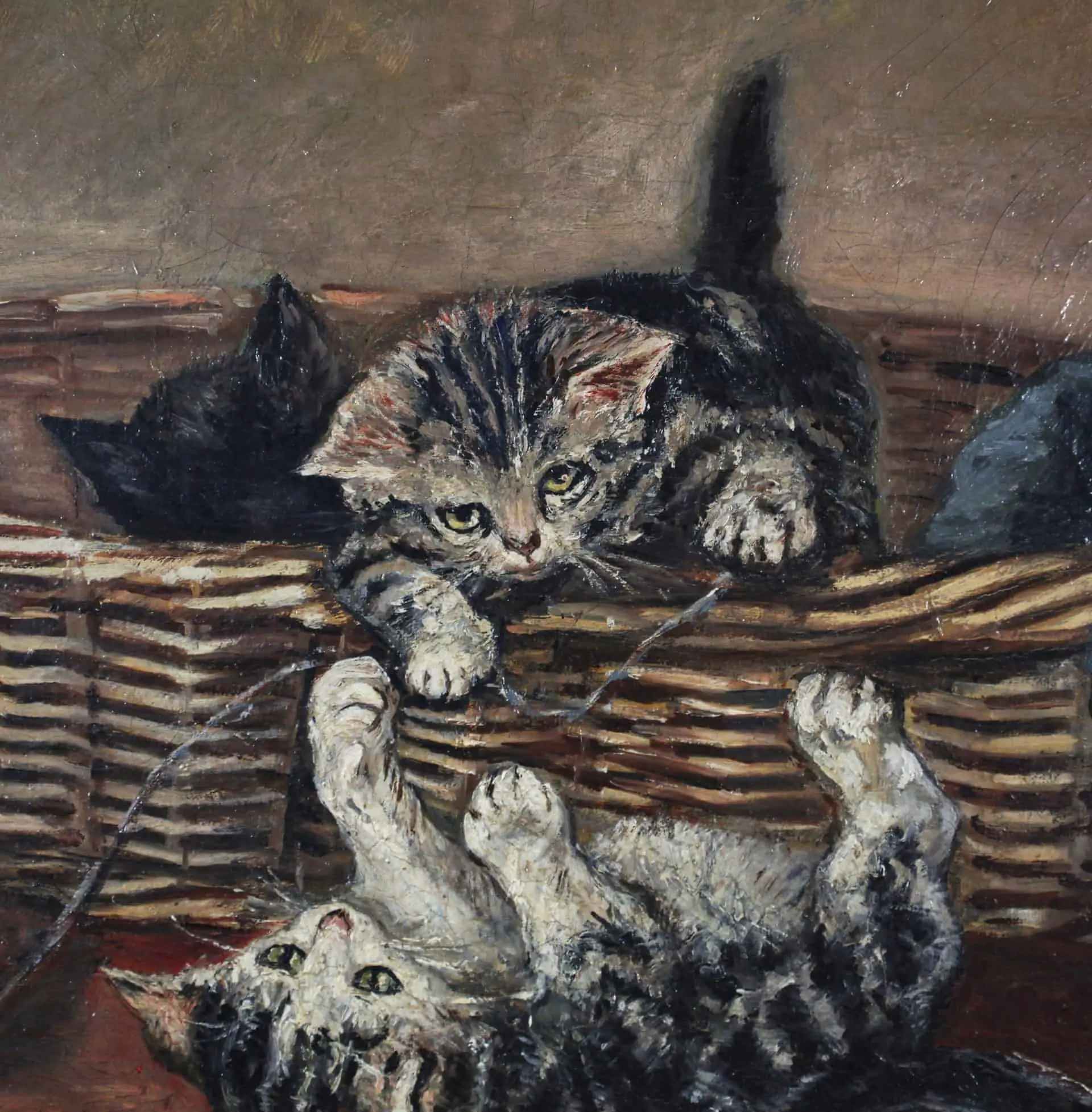 Hrající si koťata. Olej. 57 X 72 cm