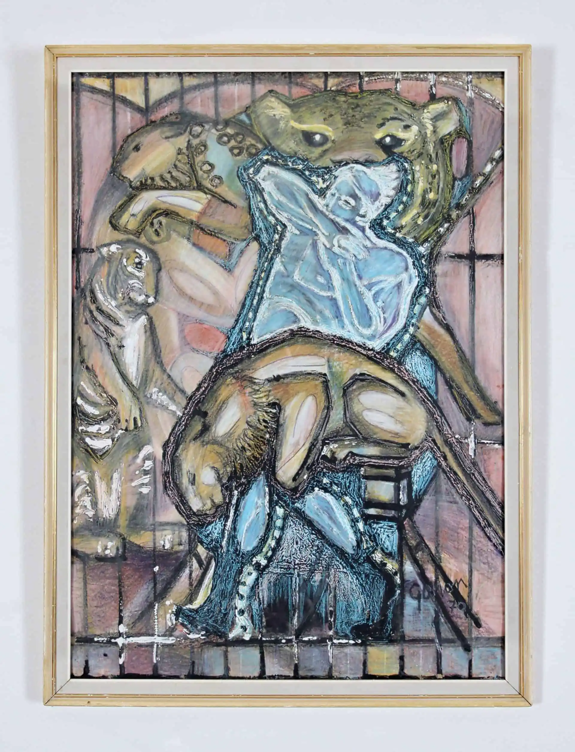 Krotitel Lvů. Kombinovaná technika. 108 X 80 cm