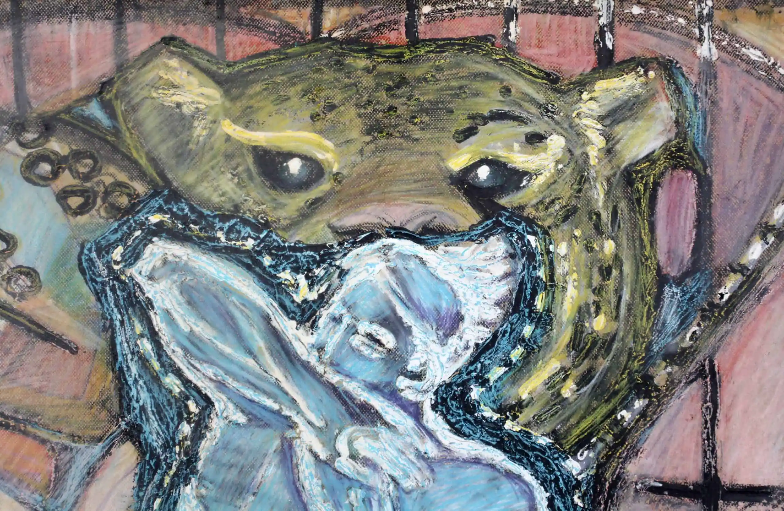 Krotitel Lvů. Kombinovaná technika. 108 X 80 cm