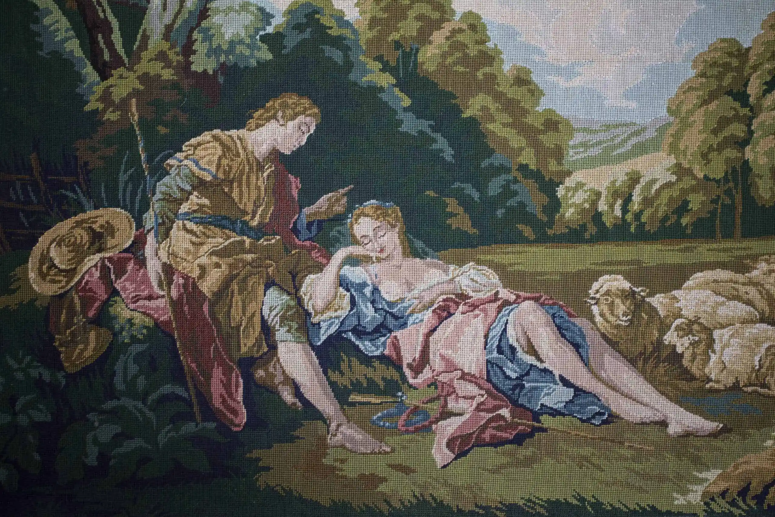 Romantická tapiserie v rámu – Odpočívající pasáčci