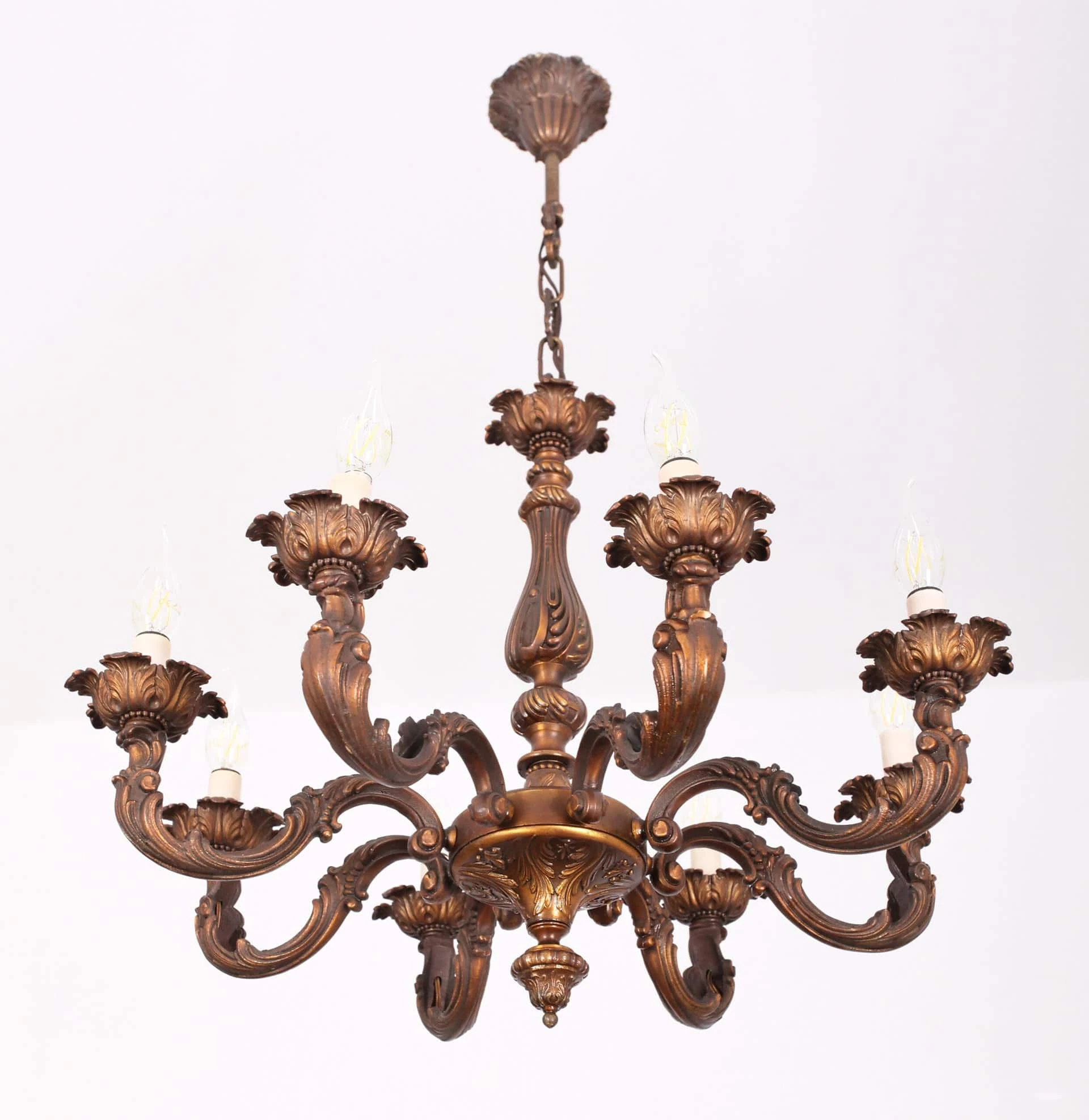 Starožitný lustr s florálním zdobením 8 žárovek