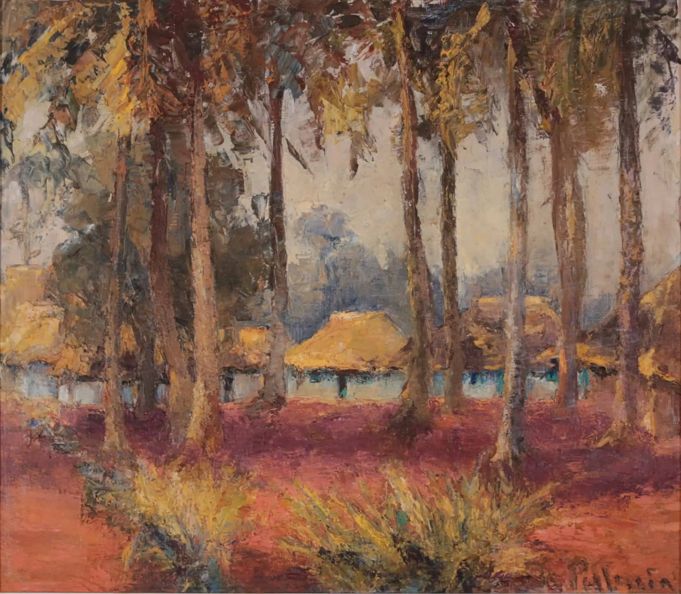 Starožitný obraz „Africká vesnice”