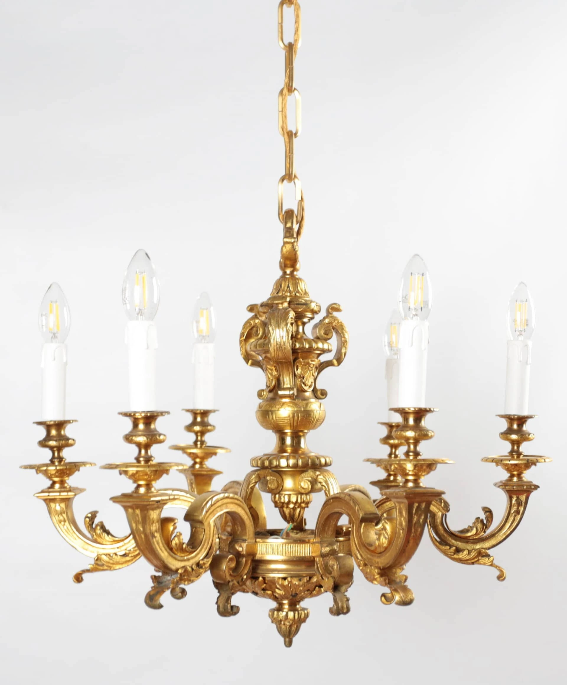 Starožitný lustr zlacený bronz Mazarin