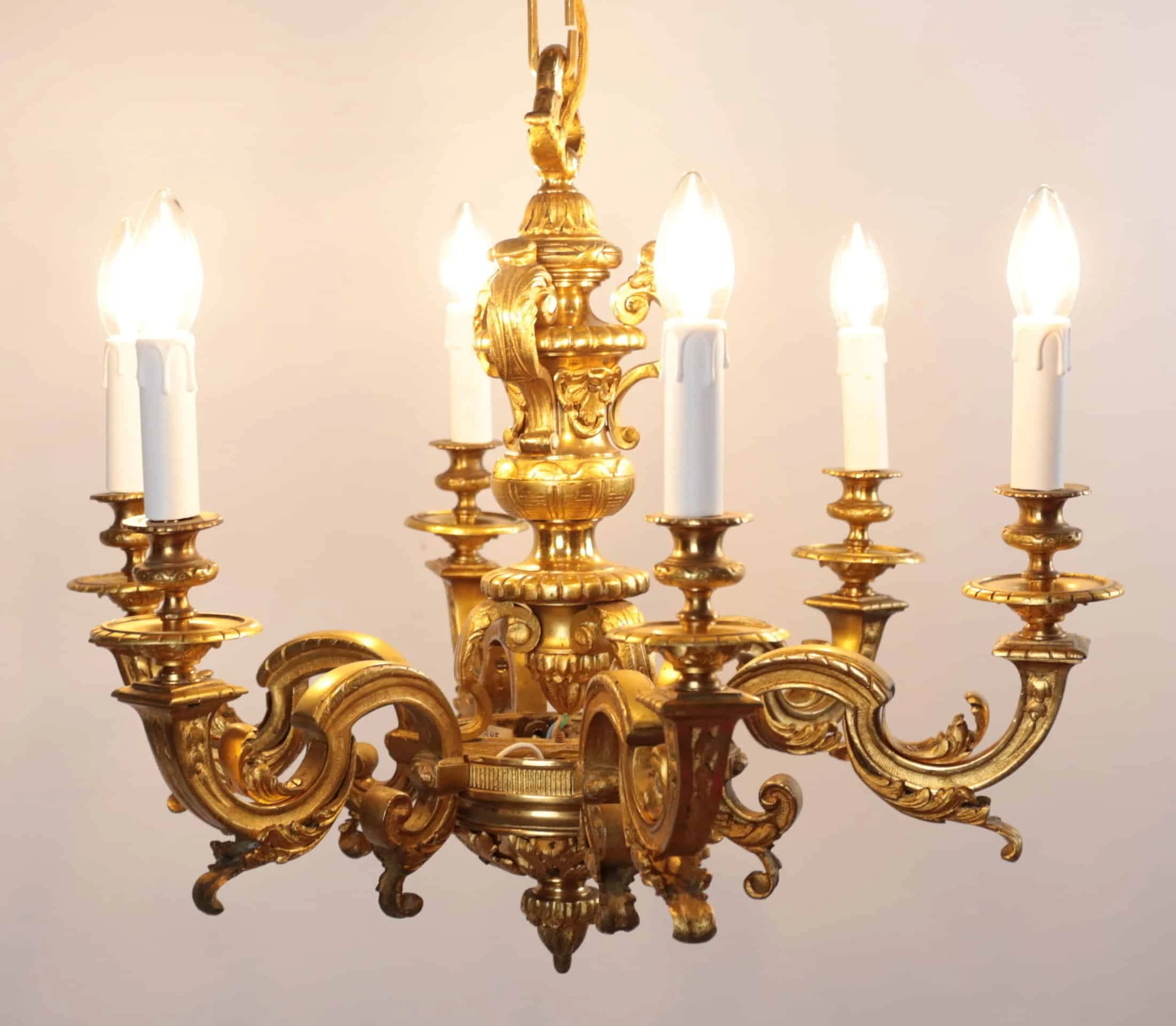 Starožitný lustr zlacený bronz Mazarin