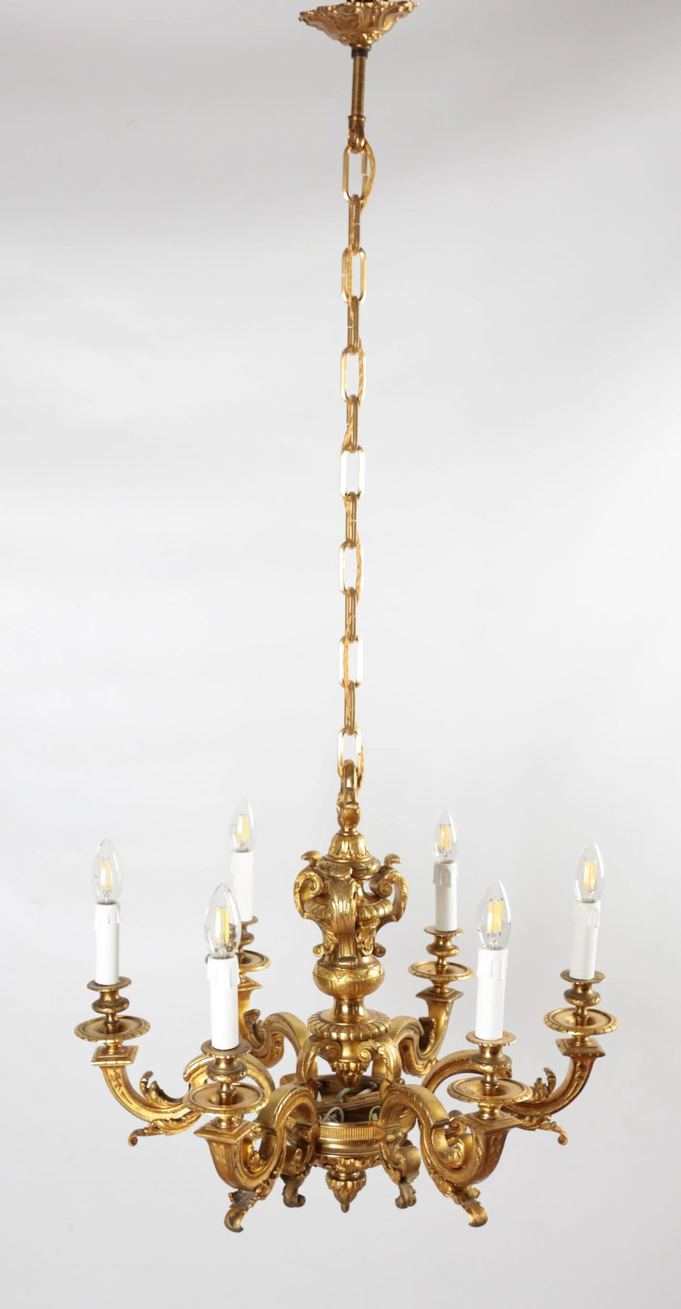 Starožitný lustr zlacený bronz Mazarin