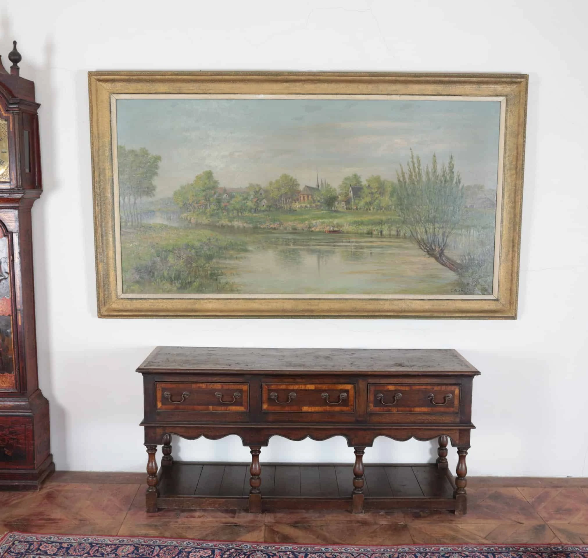 G. Albrecht velký obraz – výhled na vesnici s kostelem 232 X 132 cm