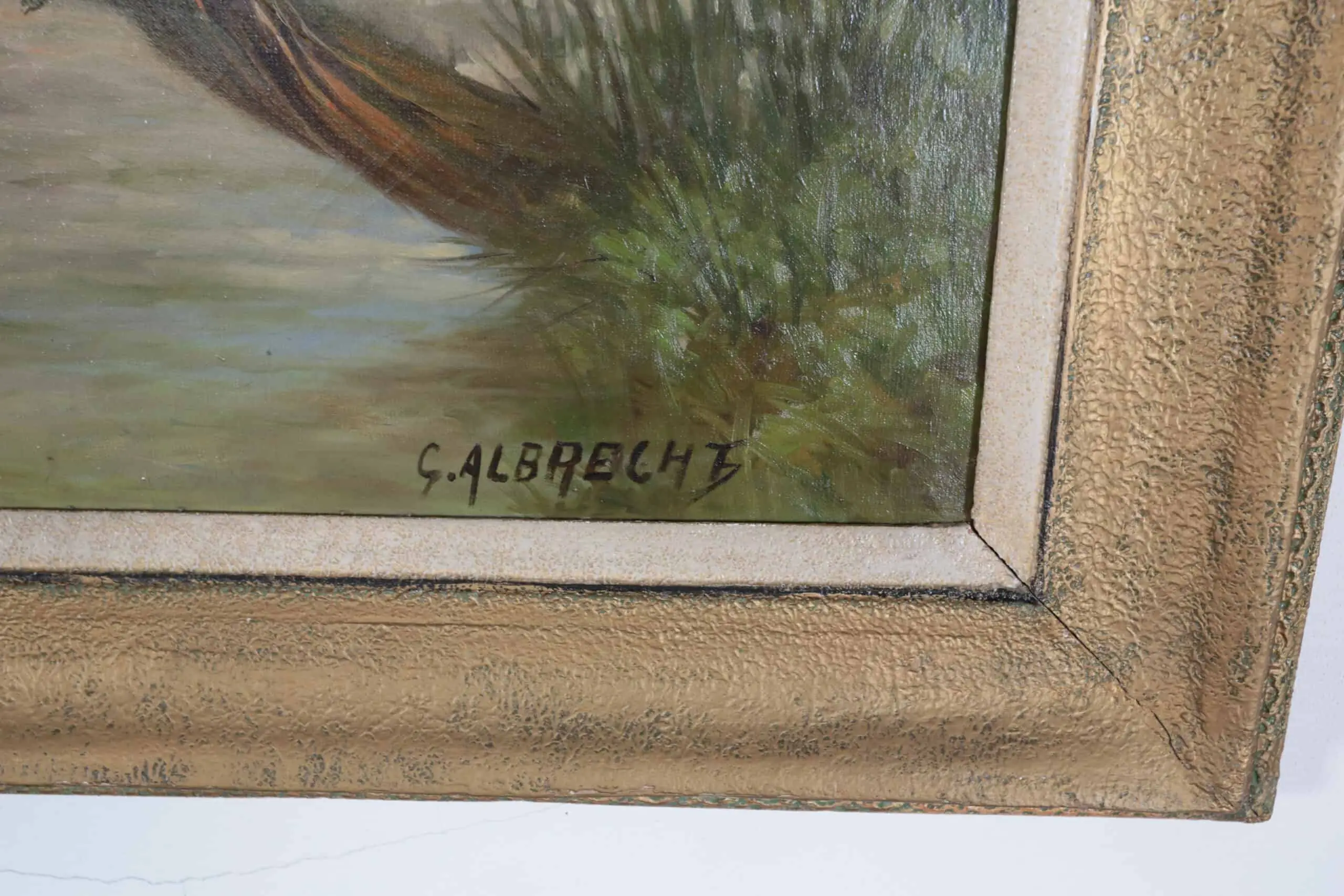 G. Albrecht velký obraz – výhled na vesnici s kostelem 232 X 132 cm