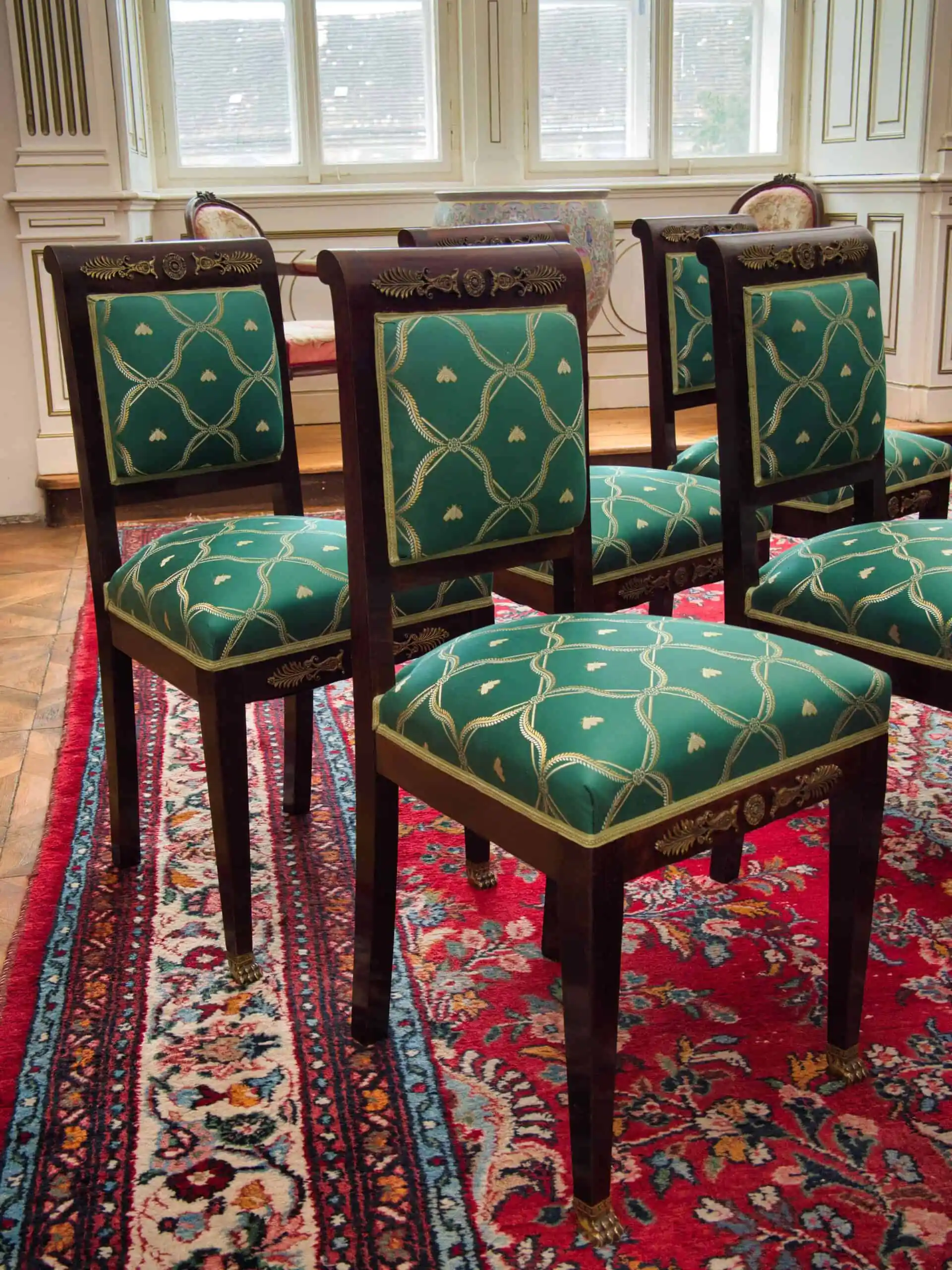 Zrestaurovaný komplet 6 židlí a 2 křesílek – Empír