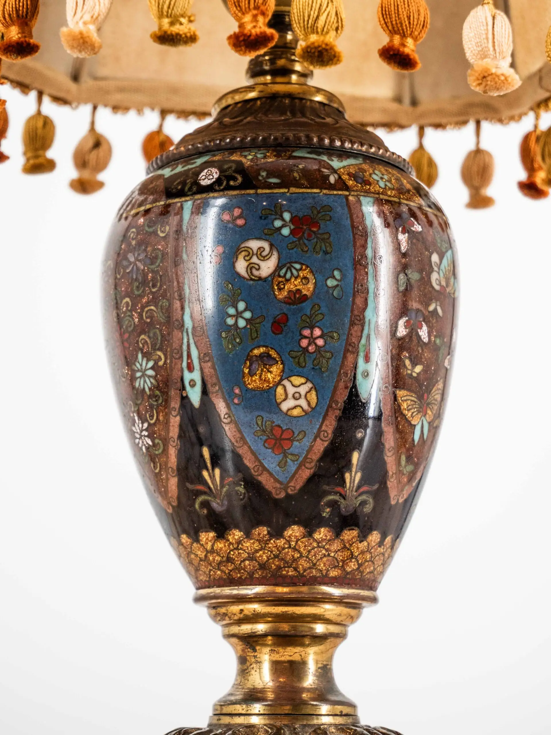 Čínská stolní lampa Cloisonne starožitná