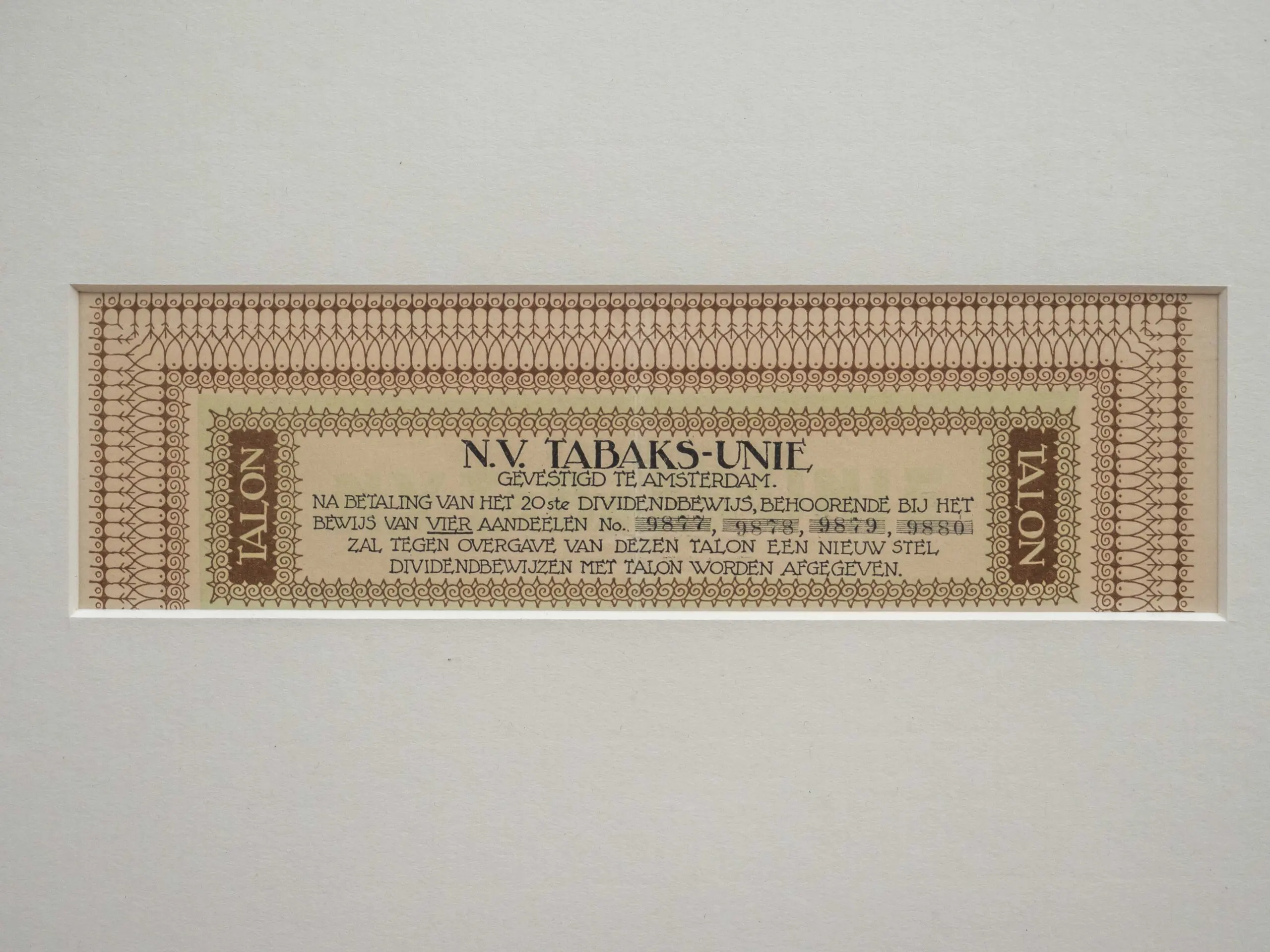 Obrázek Akcie N.V. Tabaks-Unie 1920