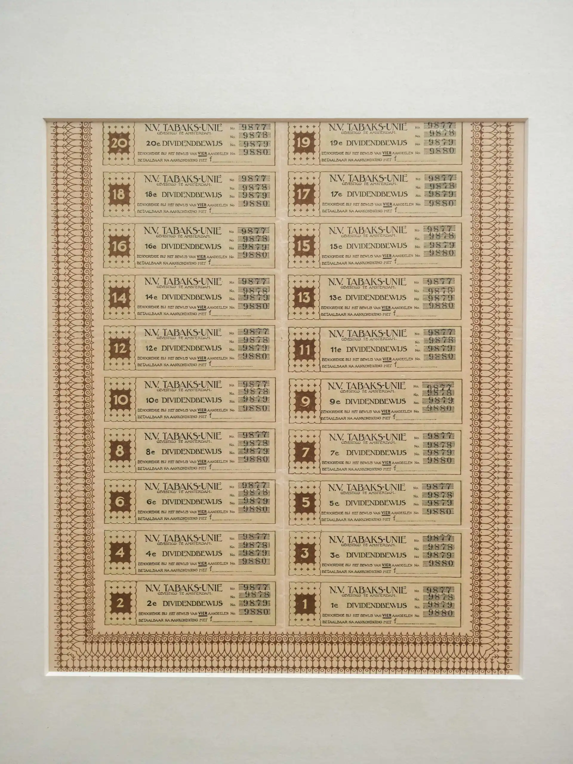 Obrázek Akcie N.V. Tabaks-Unie 1920