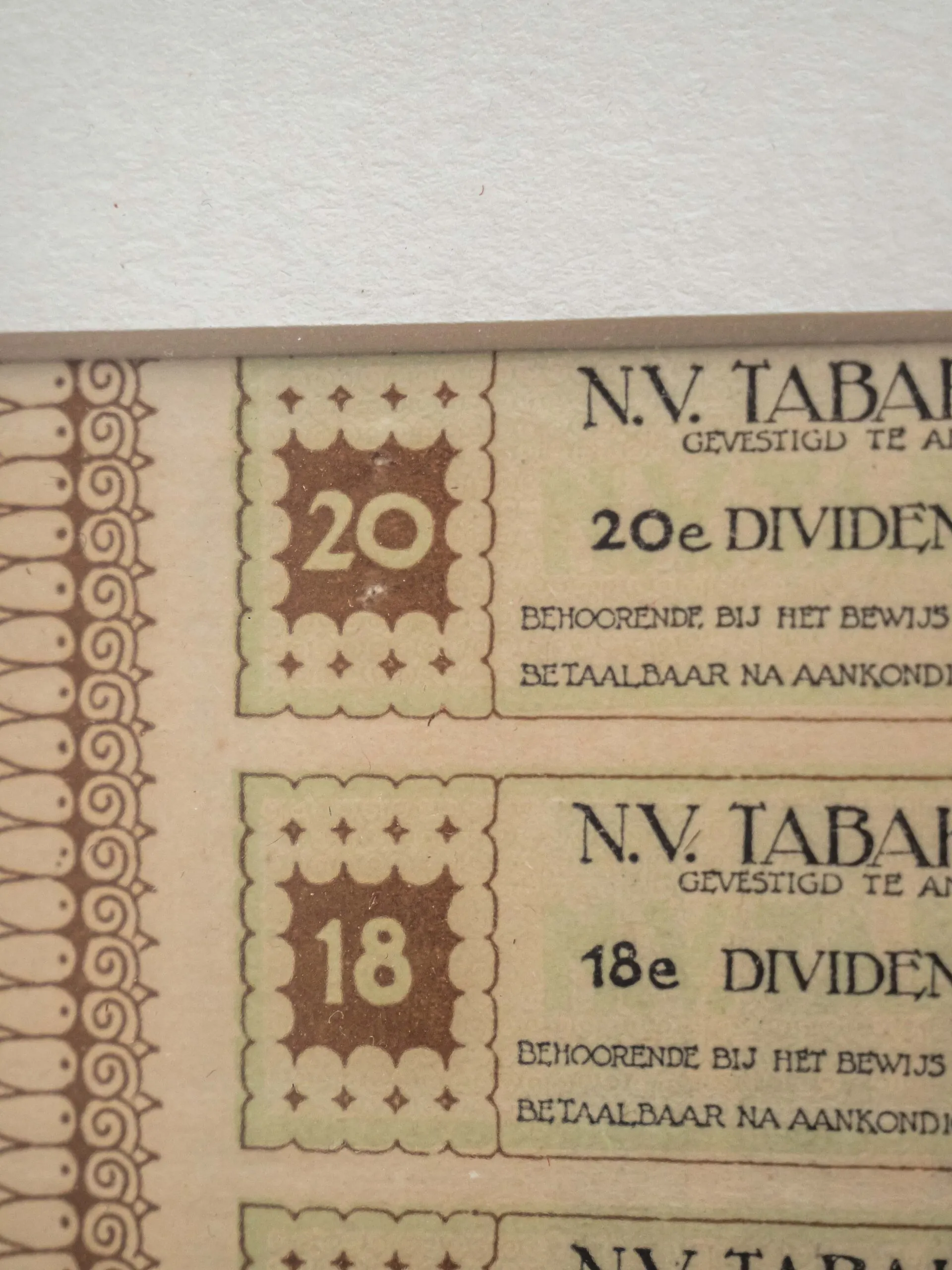 Obrázek Akcie N.V. Tabaks-Unie 1920