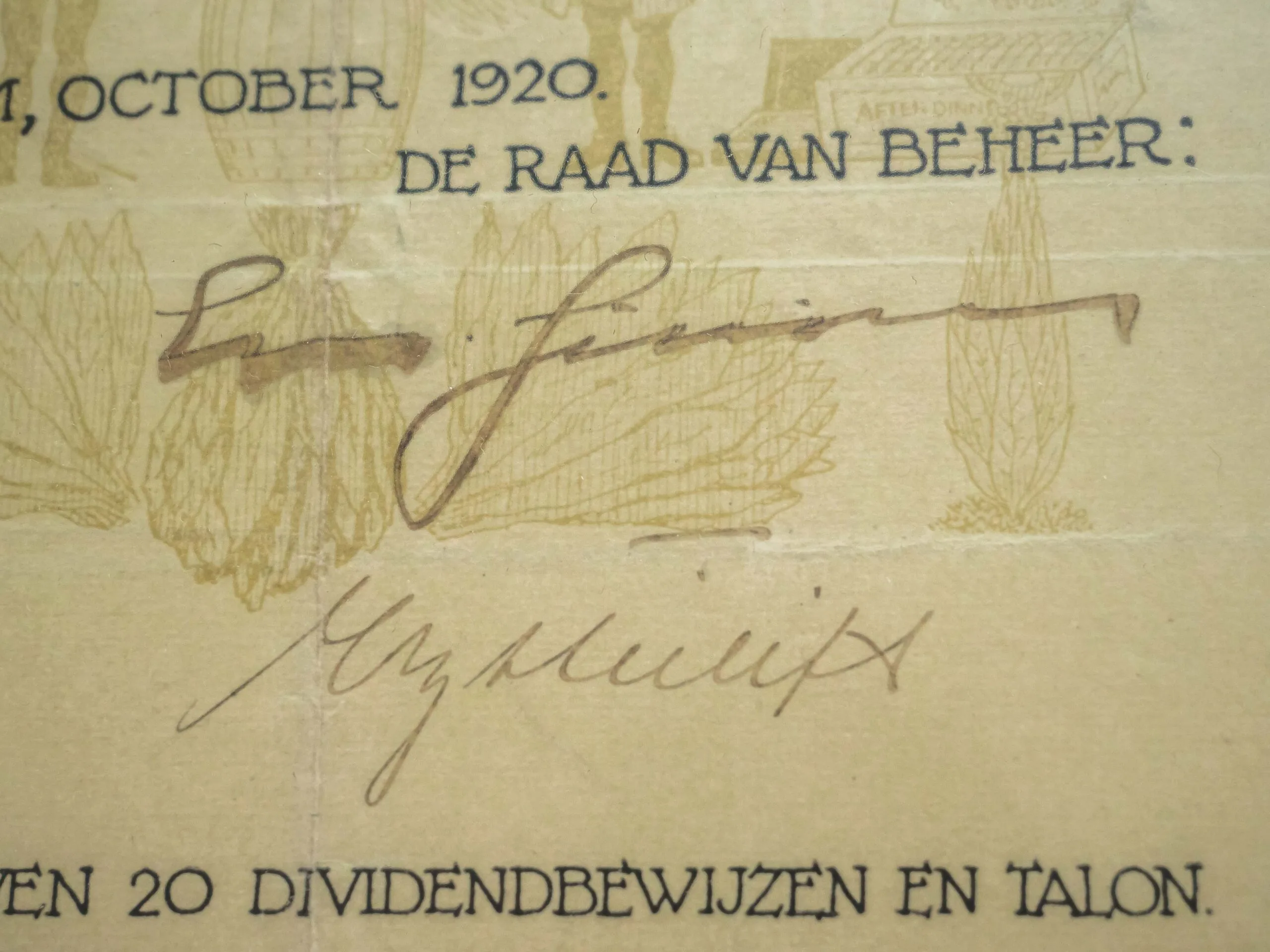 Obrázek Akcie N.V. Tabaks-Unie 1920