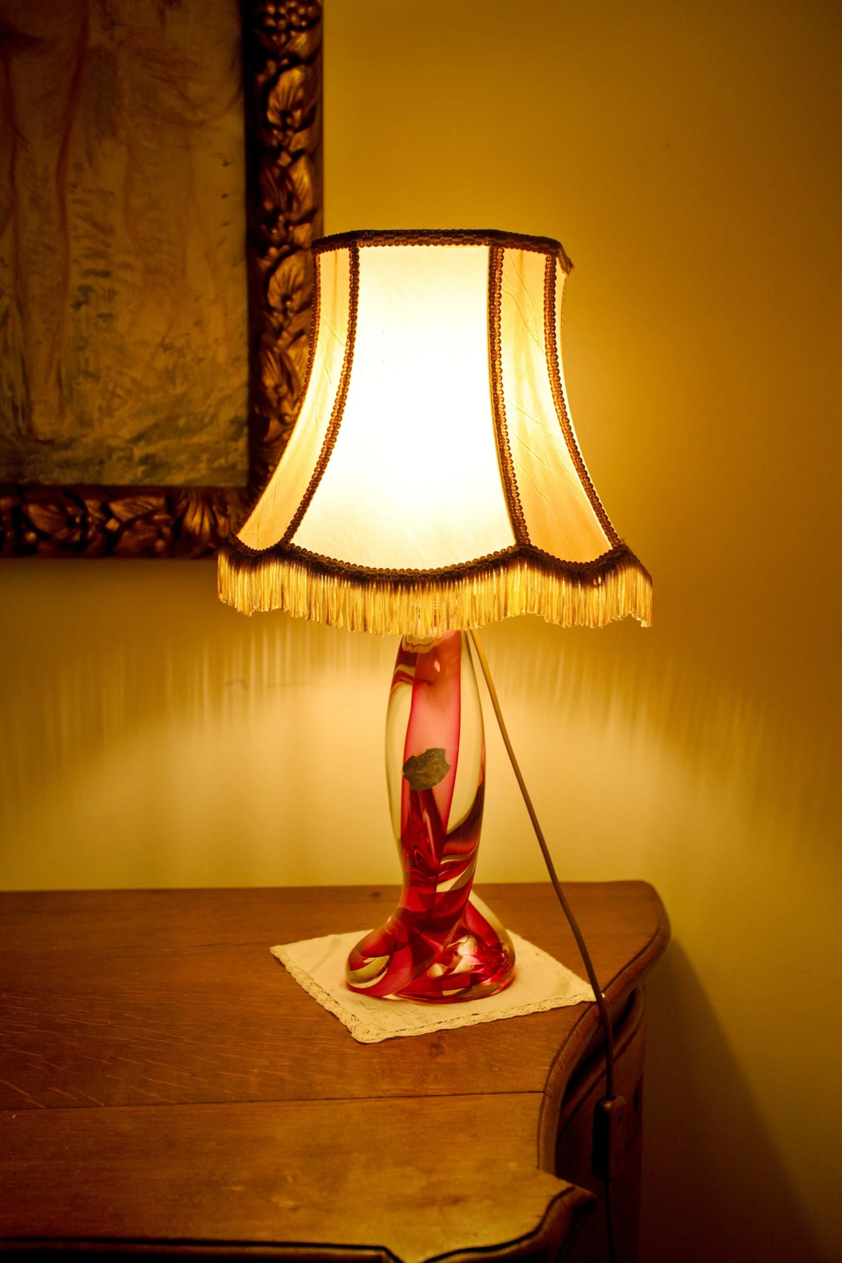 Křišťálová lampa Val Saint Lambert. Značená
