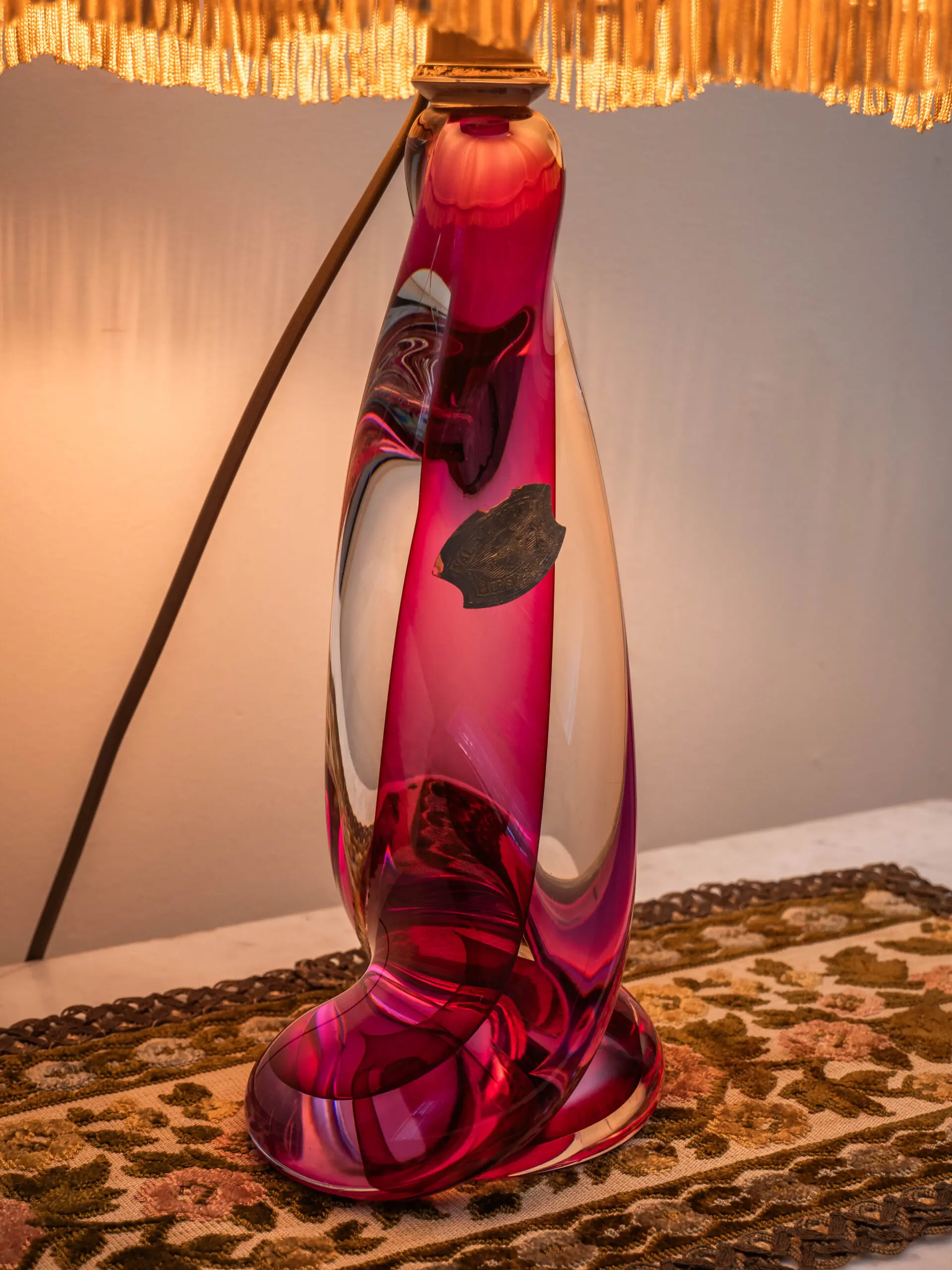 Křišťálová lampa Val Saint Lambert. Značená