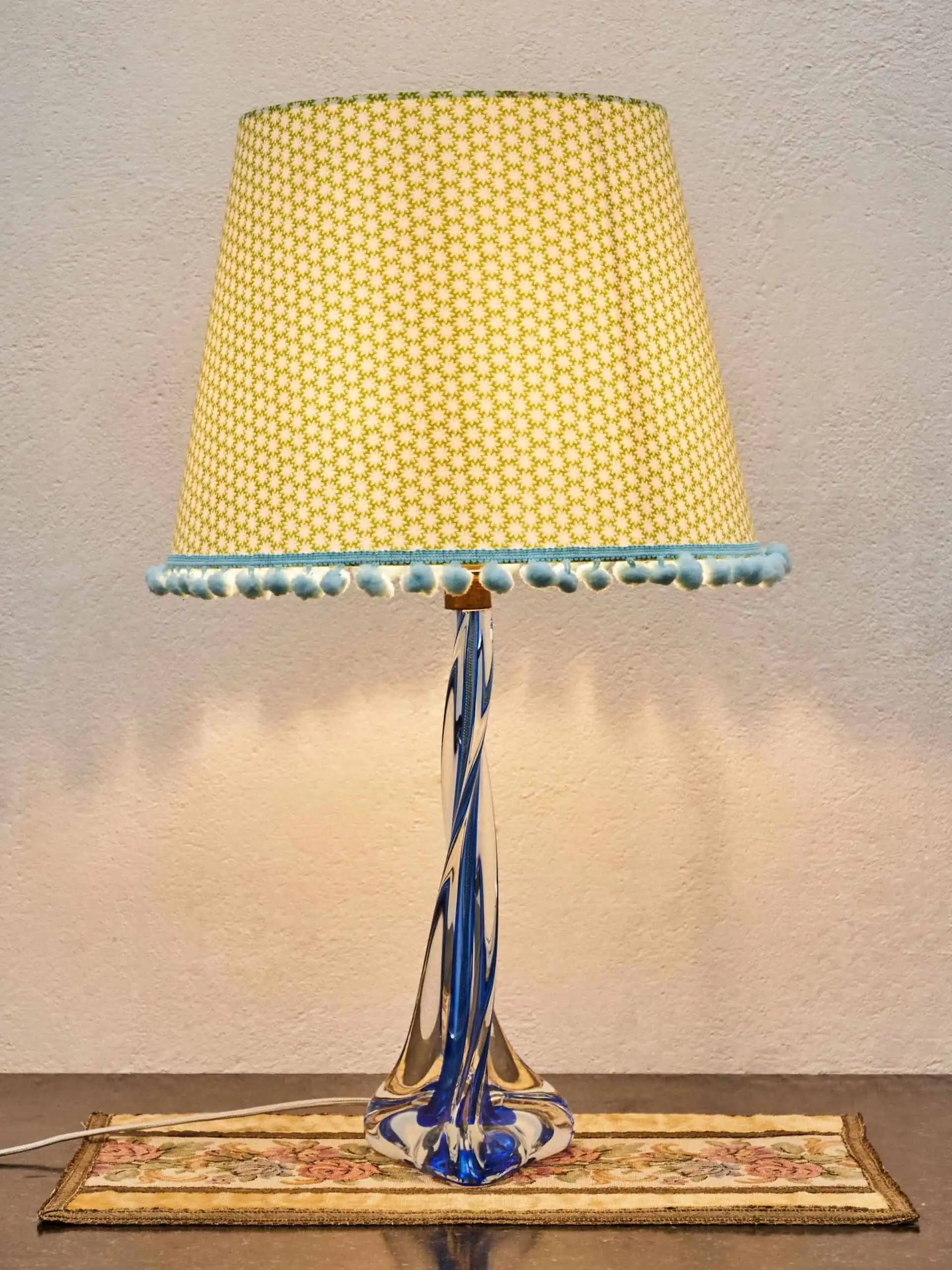 Křišťálová lampa Val Saint Lambert modrá