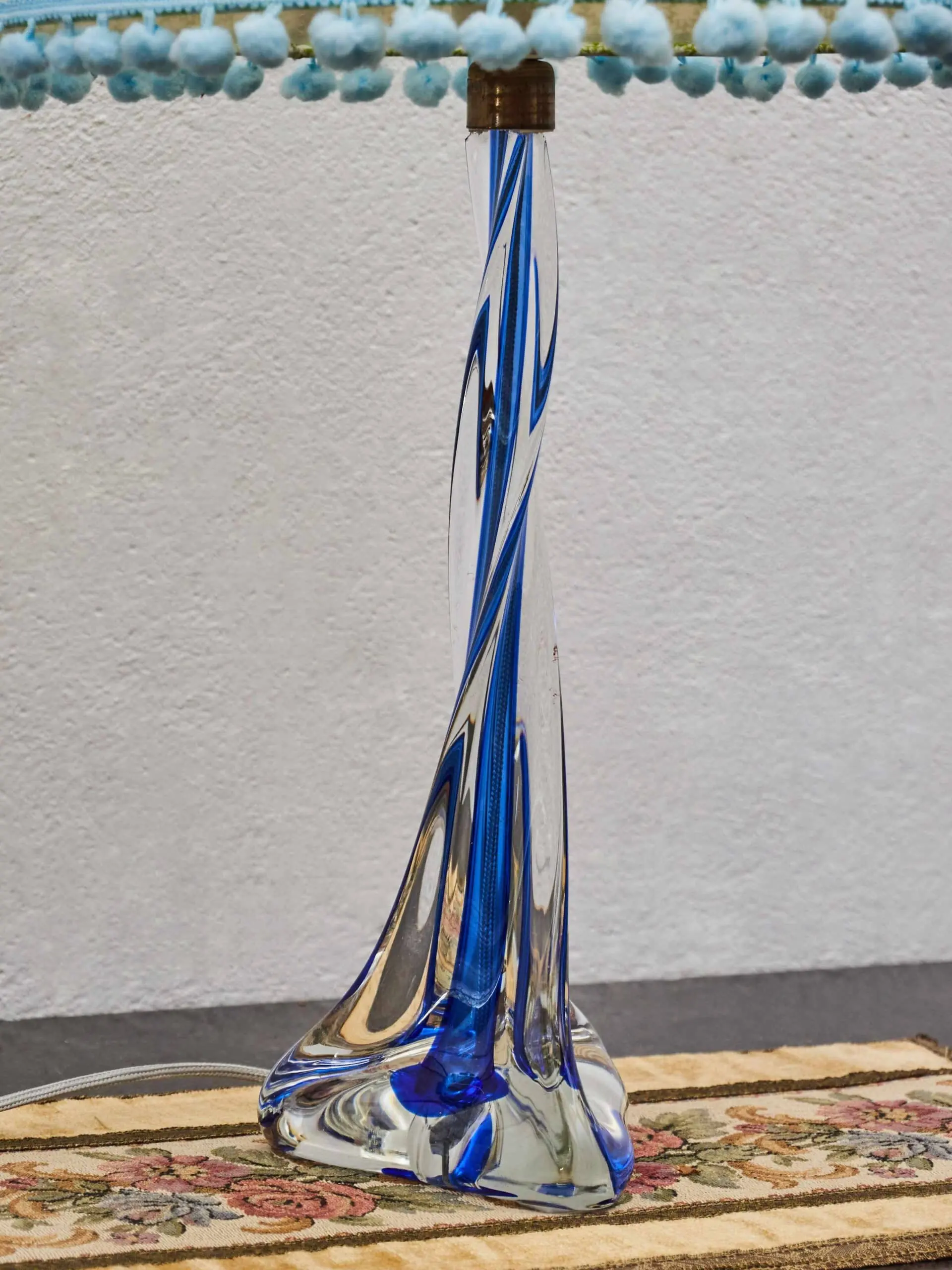Křišťálová lampa Val Saint Lambert modrá