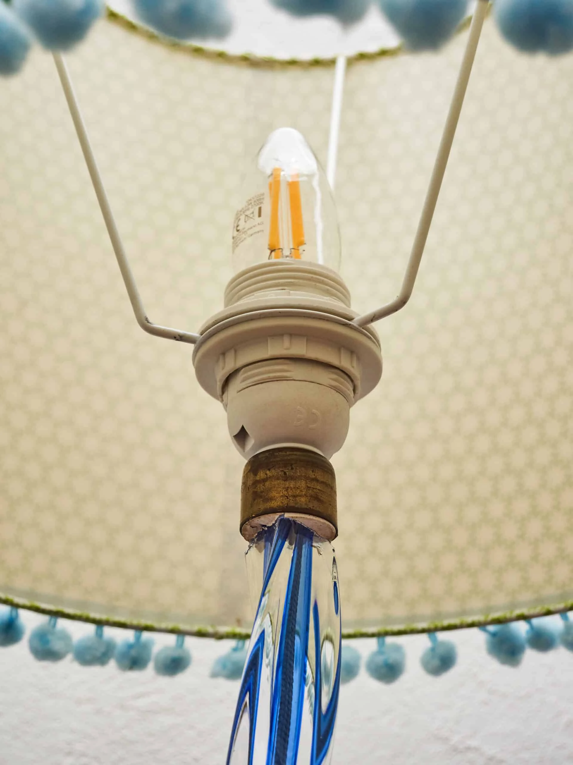 Křišťálová lampa Val Saint Lambert modrá
