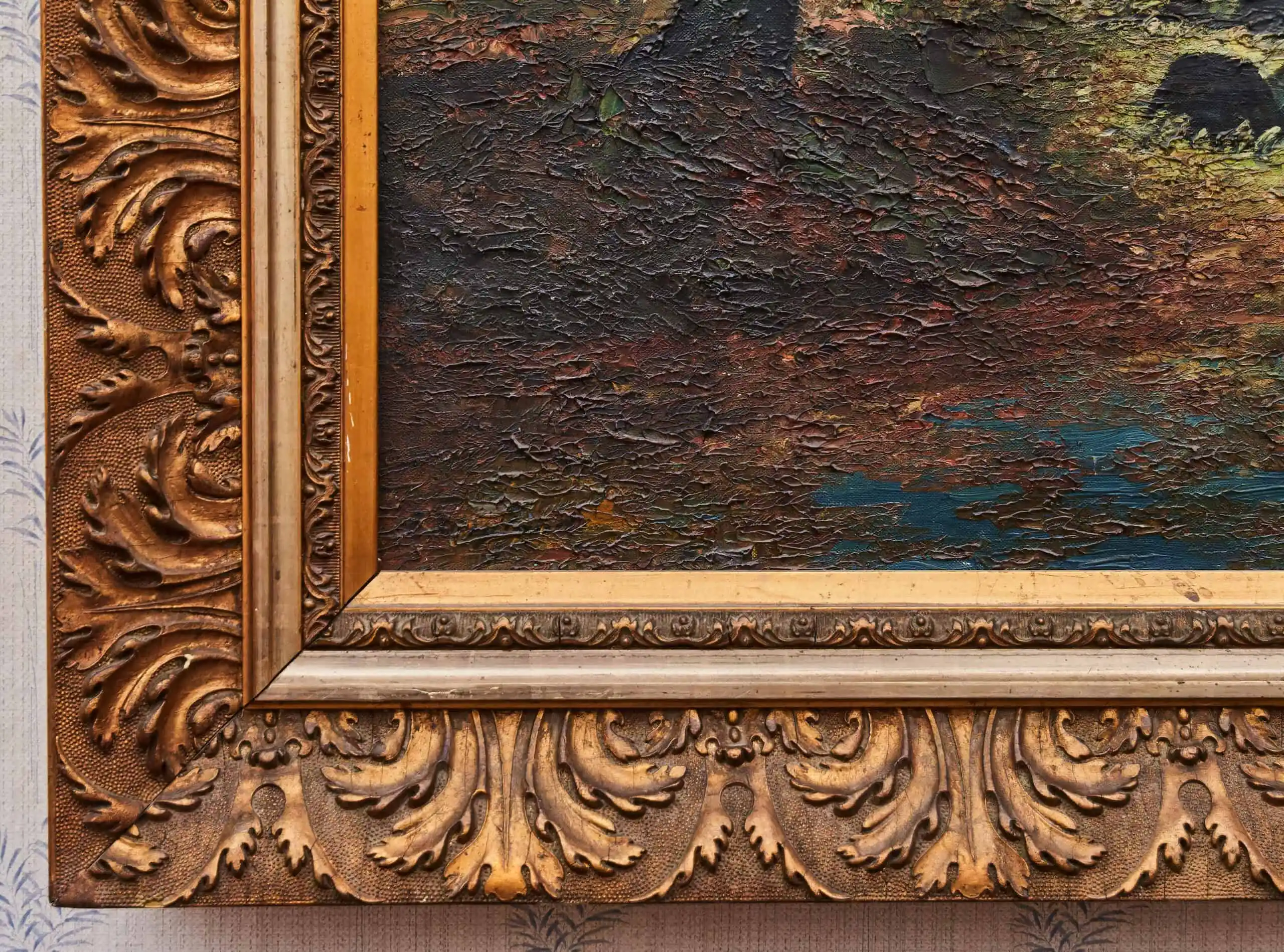 Lesní krajina s potokem 177 X 142 cm Signováno