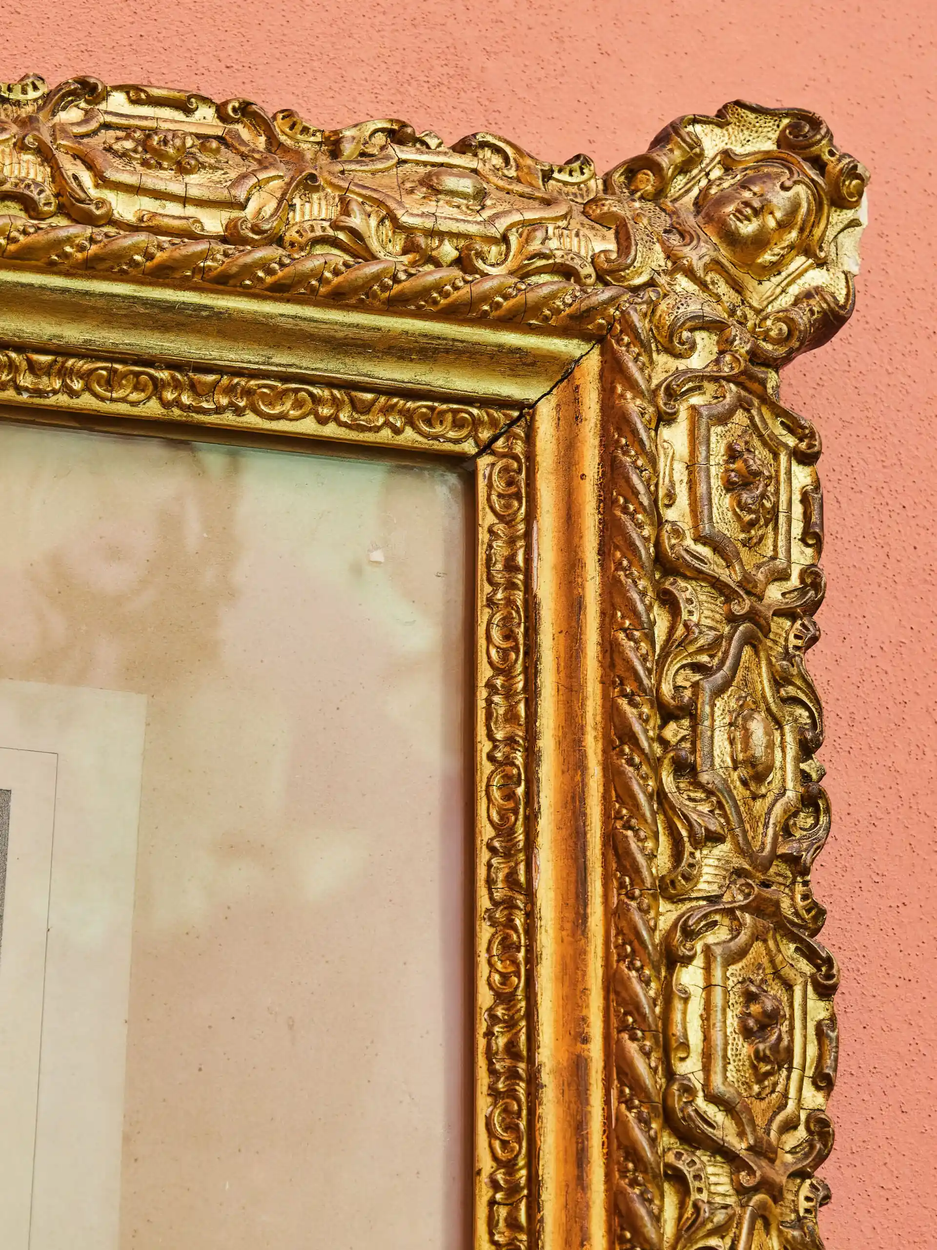 Rozdělování almužen – litografie v krásném rámu 92 X 103 cm