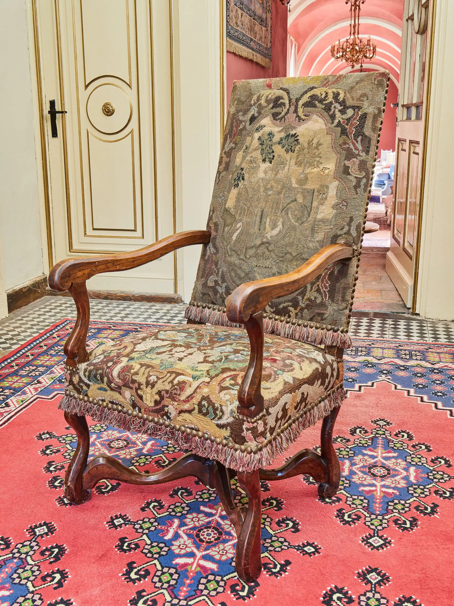 Neorenesanční křeslo Ludvík XIII s goblénem