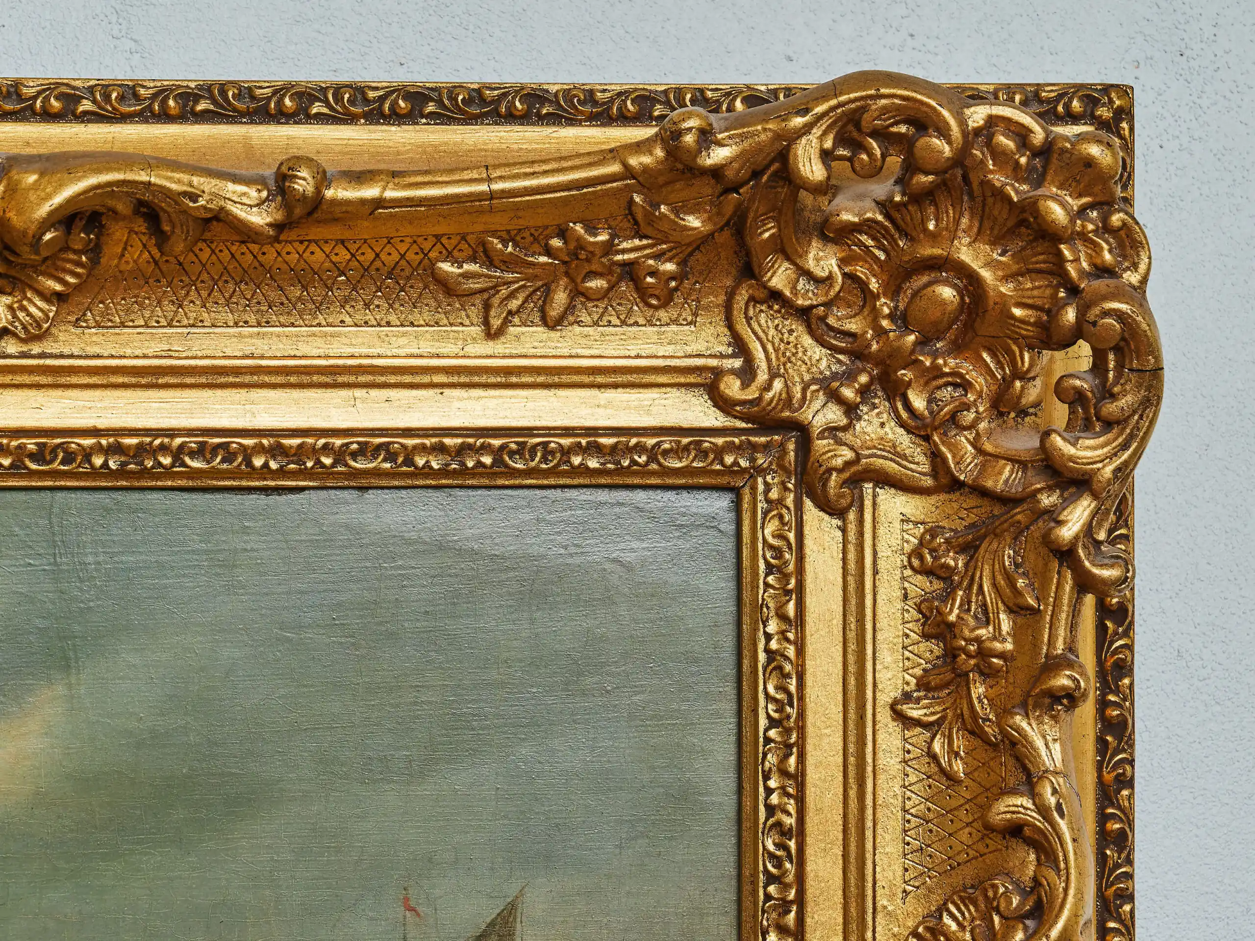 Klidná vodní krajina s plachetnicemi Signováno