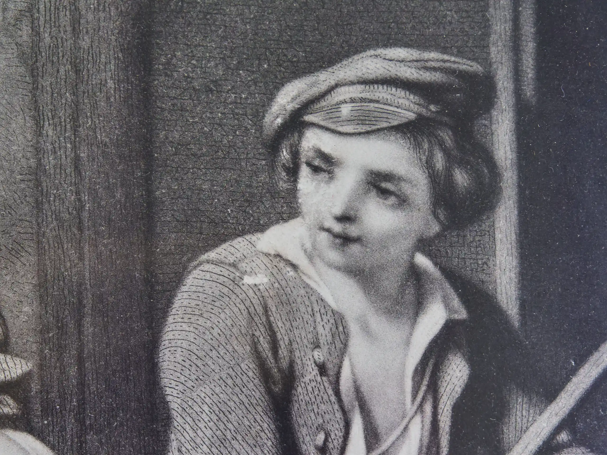 Mědirytina domácí štěstí signovaná